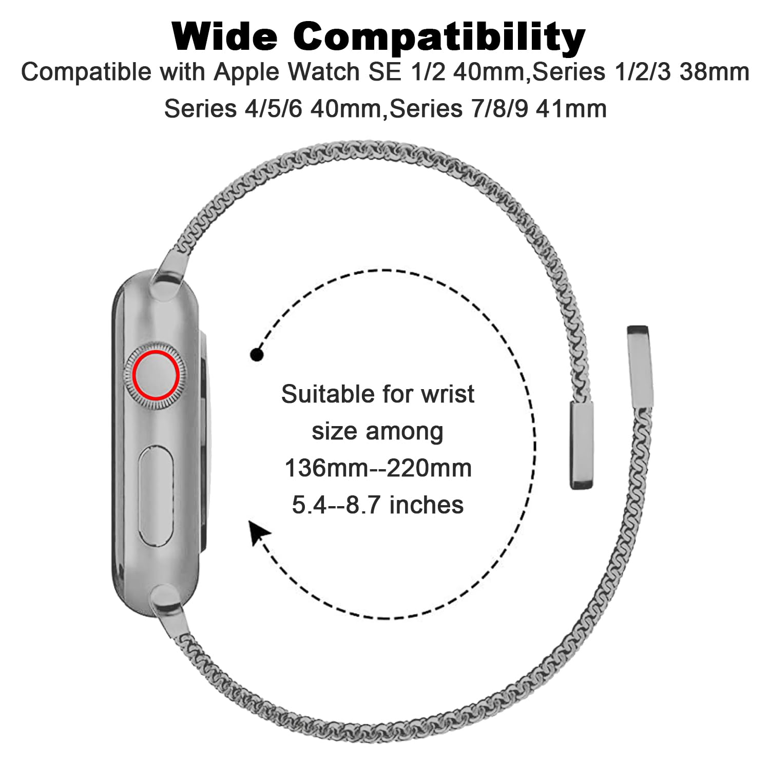 2-in-1 Stainless Steel Loop Magnetic Band with TPU Bumper Case for Apple Watch Ultra/SE/Series 9/8/7/6/5/4/3/2/1 - Durable Metal Strap & Protective Cover for Men & Women - Perfect for Workouts, Daily Wear & Outdoor Activities