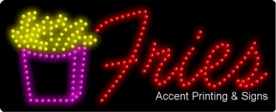 Animated LED Fries Sign - Flashing Fast Food Restaurant Decor, Energy Efficient & Eye-Catching Neon Light for Burger Joints, Diners & Bars