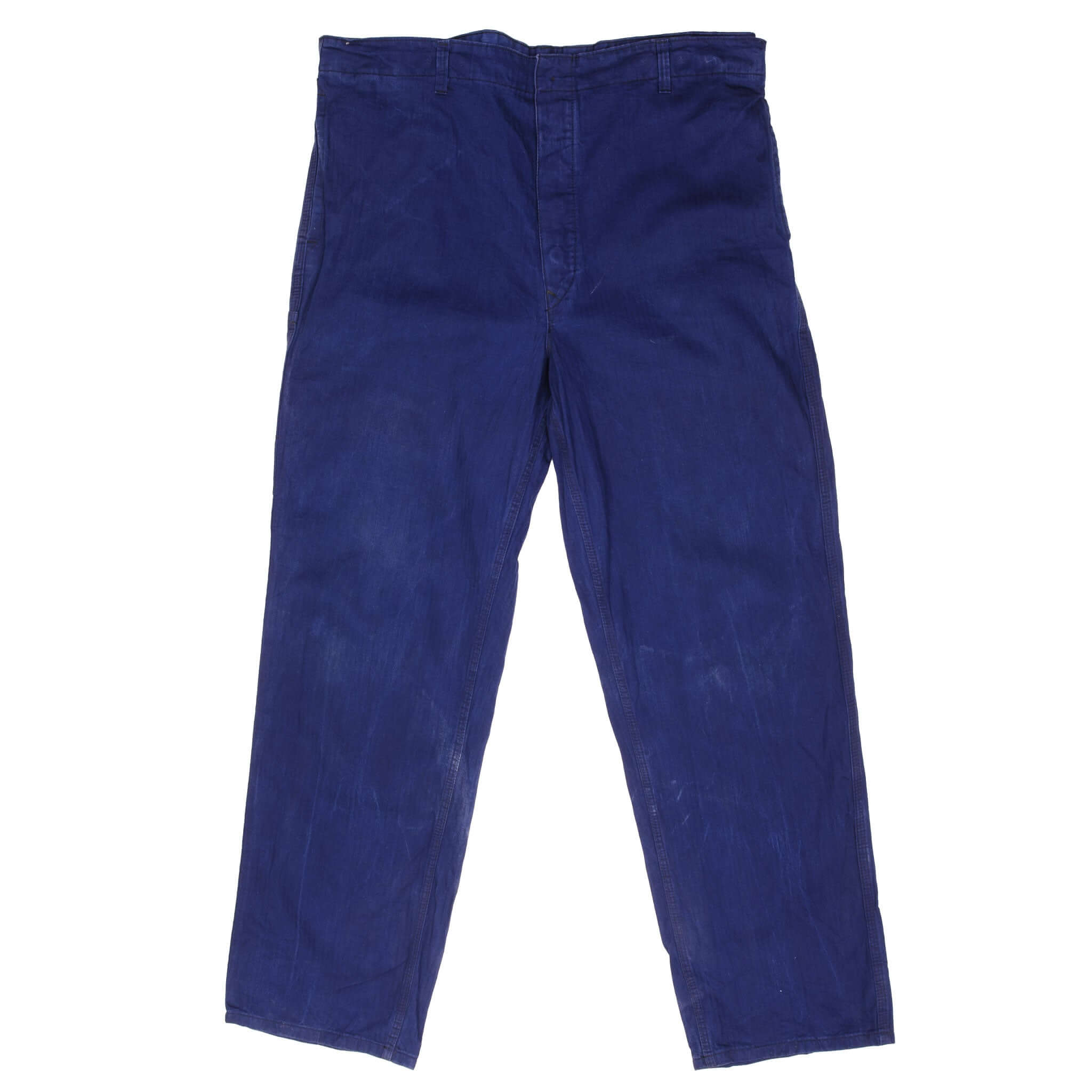 Vintage French Workwear Blue Sanfor Bucking Dreinaht HBT Trousers 1960s 40X32 - Authentic Retro Pants for Men, Workwear Enthusiasts & Vintage Fashion Collectors - Perfect for Casual Wear, Cosplay & Historical Reenactments