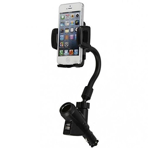 Universal Car Phone Mount Holder for Motorola Moto e6 - 360° Swivel Adjustable Charging Cradle with DC Socket & USB Port - Perfect for Hands-Free Driving, GPS Navigation & Road Trips