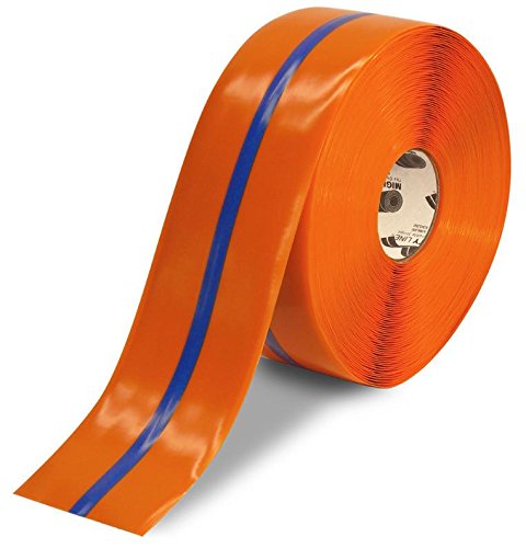 Mighty Line 2 Inch Brick Pattern Floor Marking Tape - Heavy Duty Peel & Stick Adhesive - Industrial Grade Safety Tape (Blue, 100 Foot Roll) for Warehouse, Factory, and Workshop Floor Organization