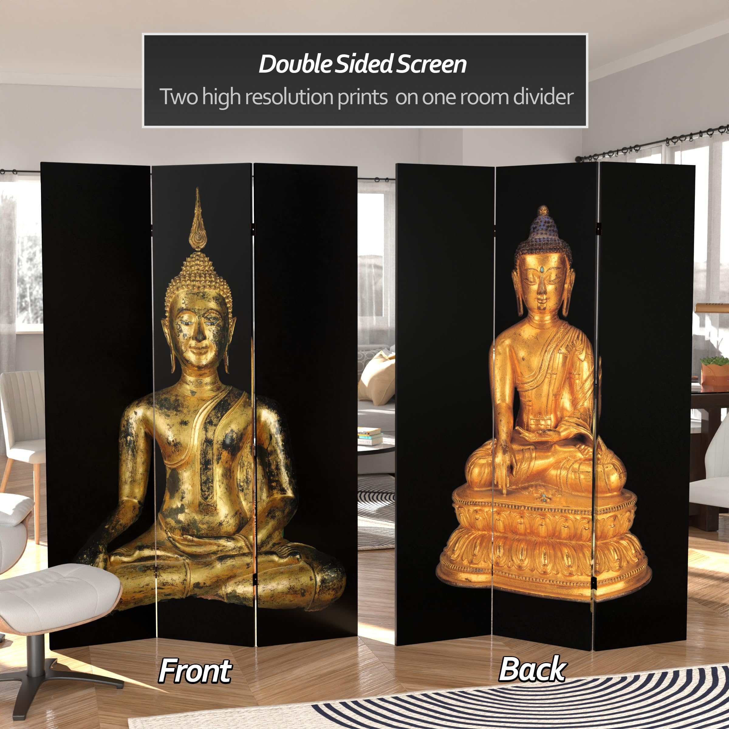 6 ft. Tall Double Sided Thai Buddha Room Divider - 71
