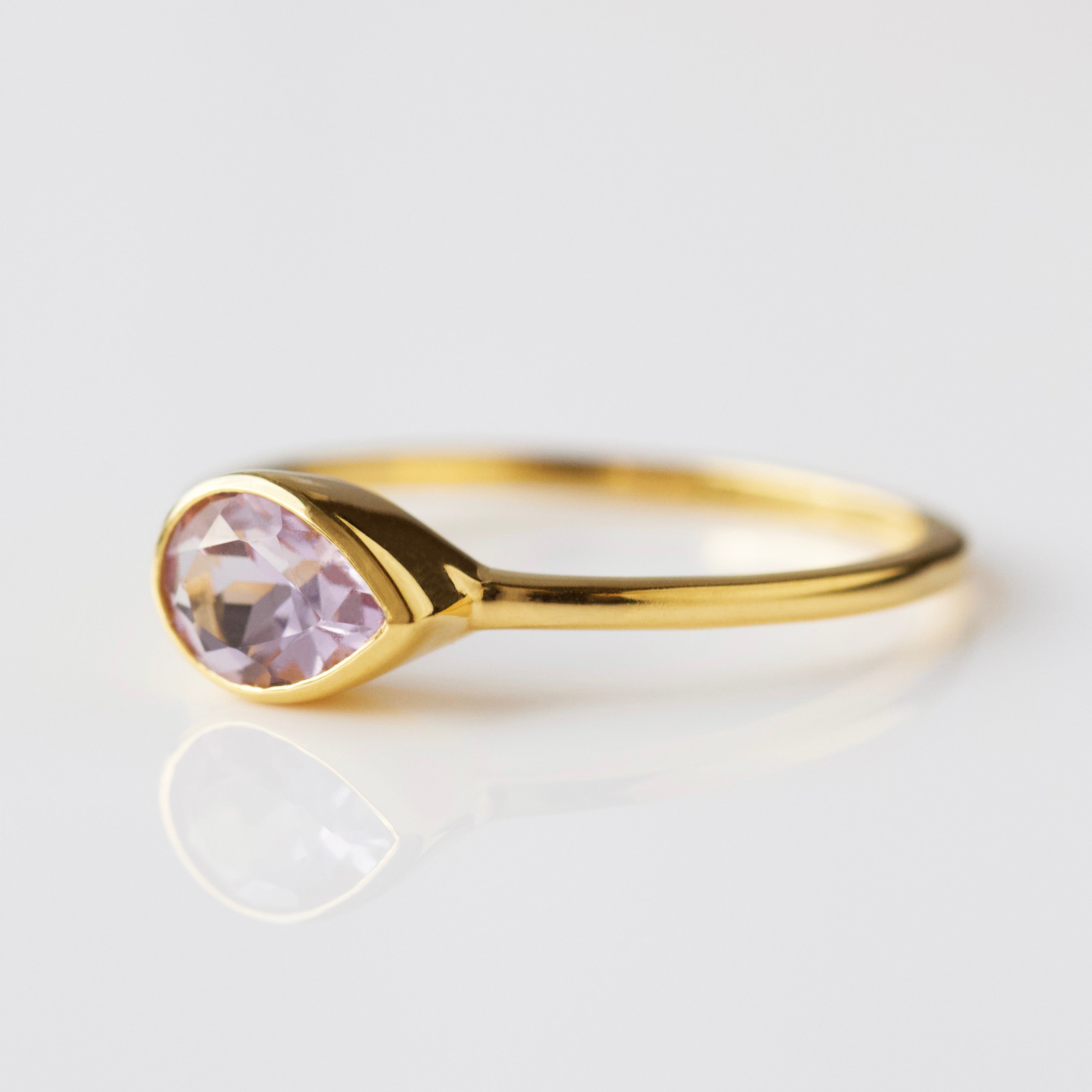 Margot Pink Amethyst Pear Ring - Elegant Sterling Silver Dainty Jewelry for Women - Perfect for Valentine's Day, Anniversary & Special Occasion Gifts