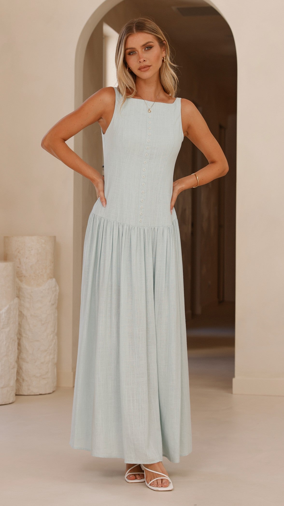 Kora Maxi Dress in Blue - Elegant Long Flowy Summer Dress for Women | Perfect for Beach, Vacation, and Casual Outings