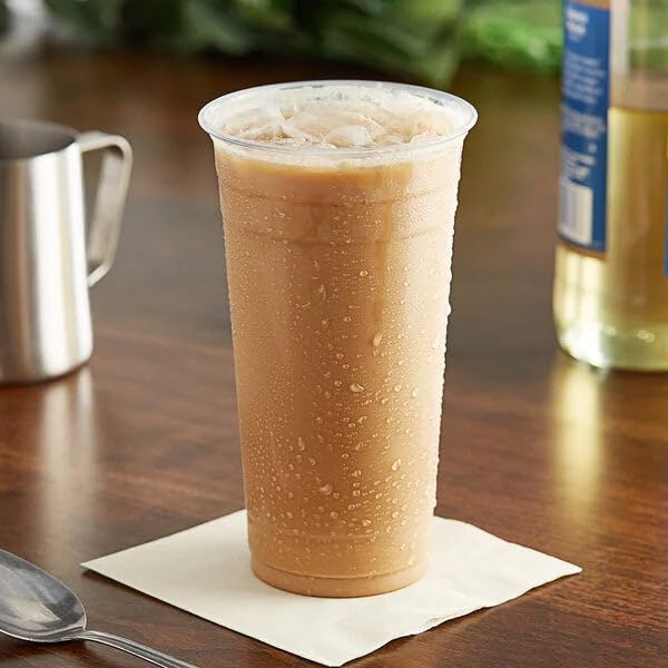 24oz Clear Plastic Pet Cups with Flat Lid & Straw - 100% Recyclable, BPA-Free - Bulk Pack of 1000 - Perfect for Smoothies, Iced Coffee, Bubble Tea, and Cold Beverages - Ideal for Restaurants, Cafes, and Takeout Services