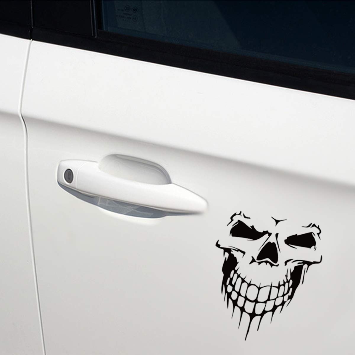 3D Reflective Waterproof Skull Decals for Cars and Trucks - Black Skull Stickers for Car Windows and Doors, Perfect for Halloween, Car Shows, and Custom Vehicle Decoration