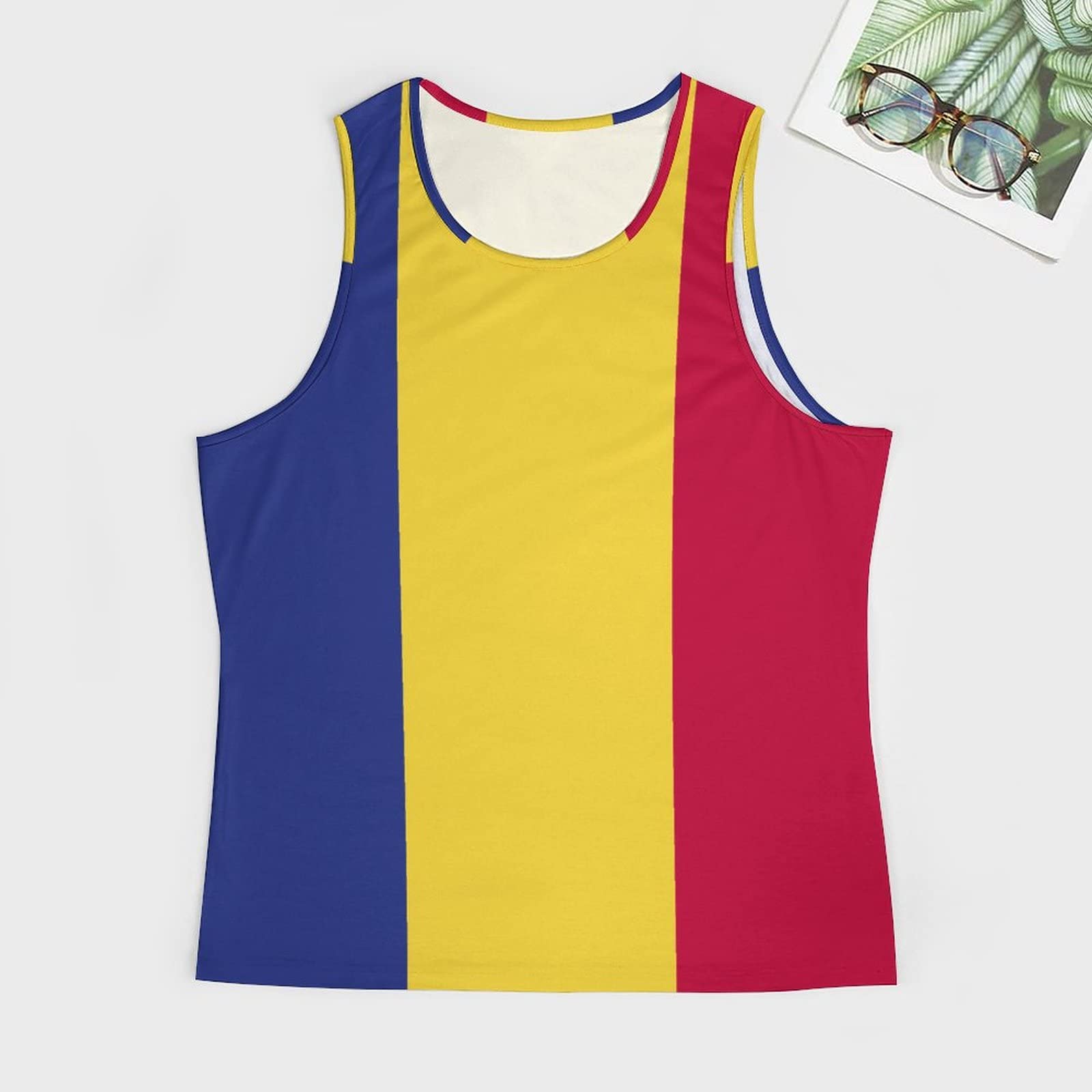 Romanian Flag Tank Top for Men - Quick Dry Gym Shirt for Workouts & Summer