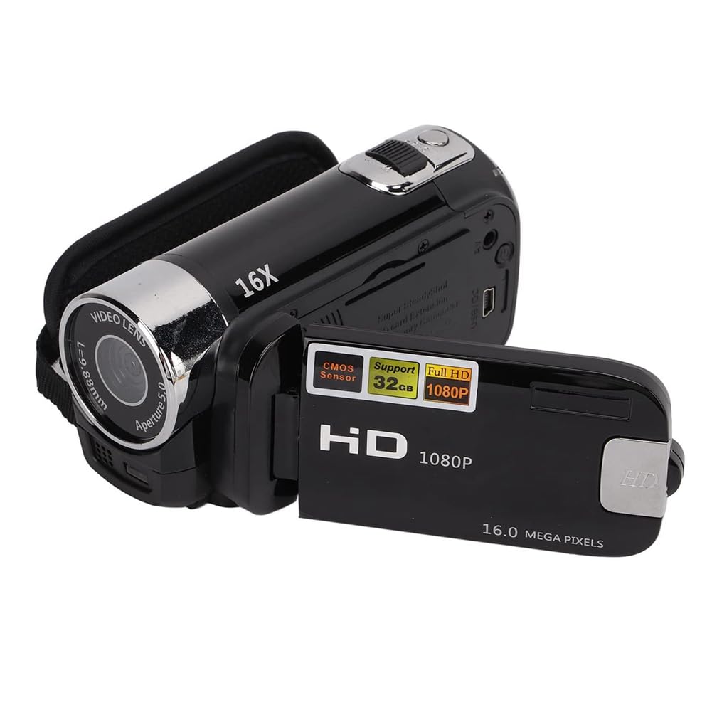 16MP 1080P Full HD Digital Camcorder with Rotatable Screen & 16X Night Zoom - Easy to Use Video Camera for Vlogging, Travel, Family Events & YouTube Recording