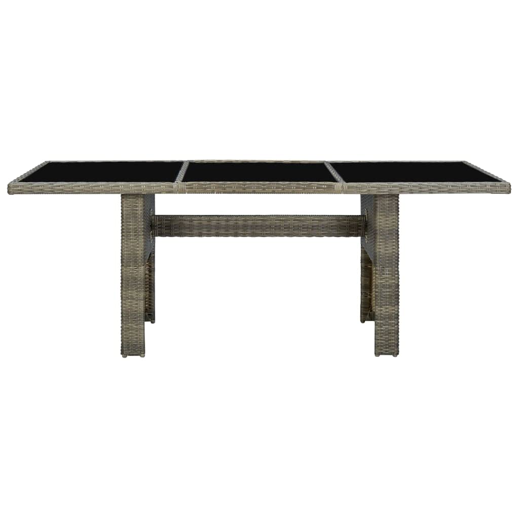Brown Poly Rattan & Tempered Glass Outdoor Patio Table - Durable Garden Table for Patio, Deck, Lawn, Backyard & Terrace | Perfect for Dining, Entertaining & Relaxing in Your Outdoor Space