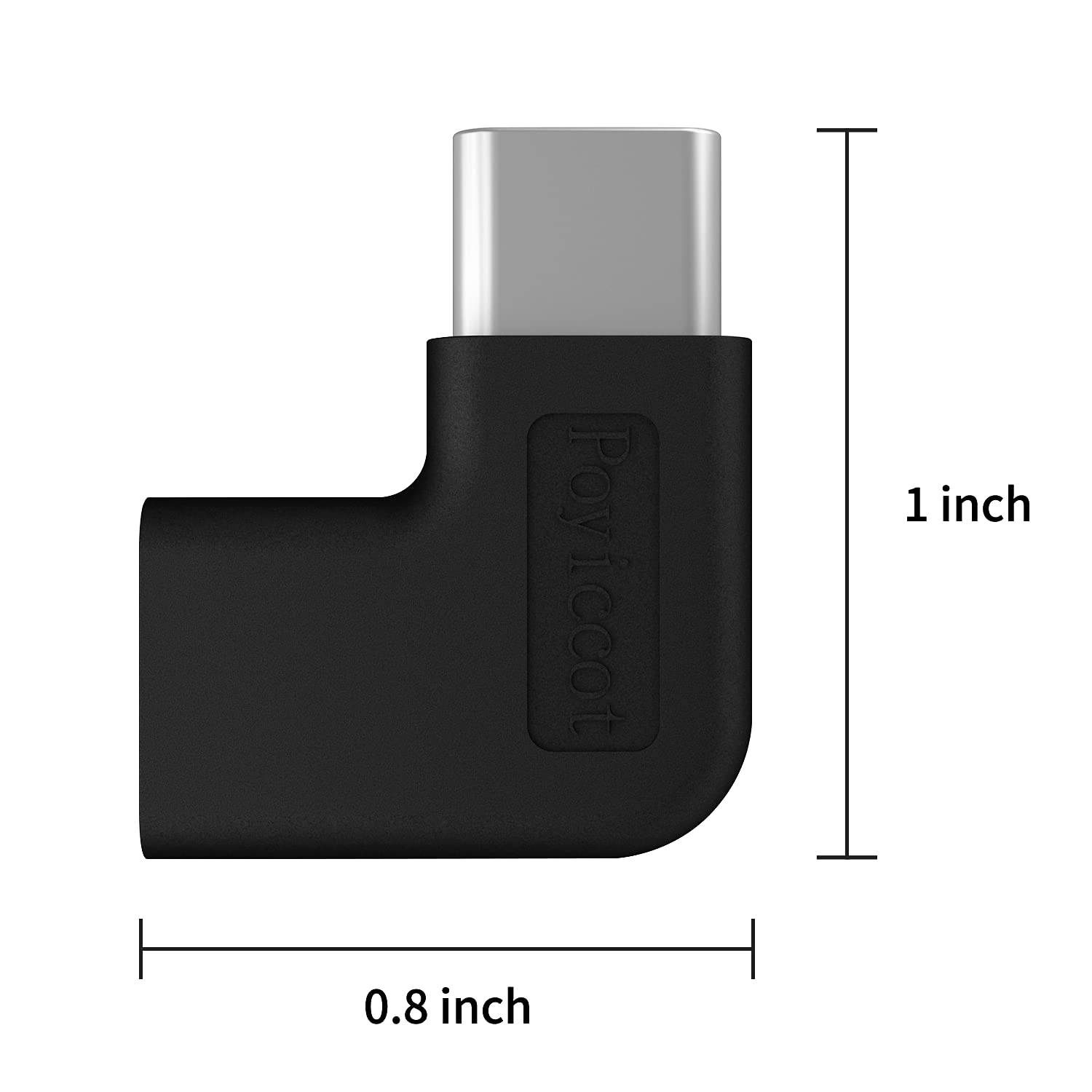 Poyiccot 2-Pack USB C Right Angle Adapter 10Gbps - 90 Degree USB 3.1 Type C Male to Female PD Adapter for Laptop, Tablet & Phone - Fast Data Transfer & Charging for Travel, Office & Home Use