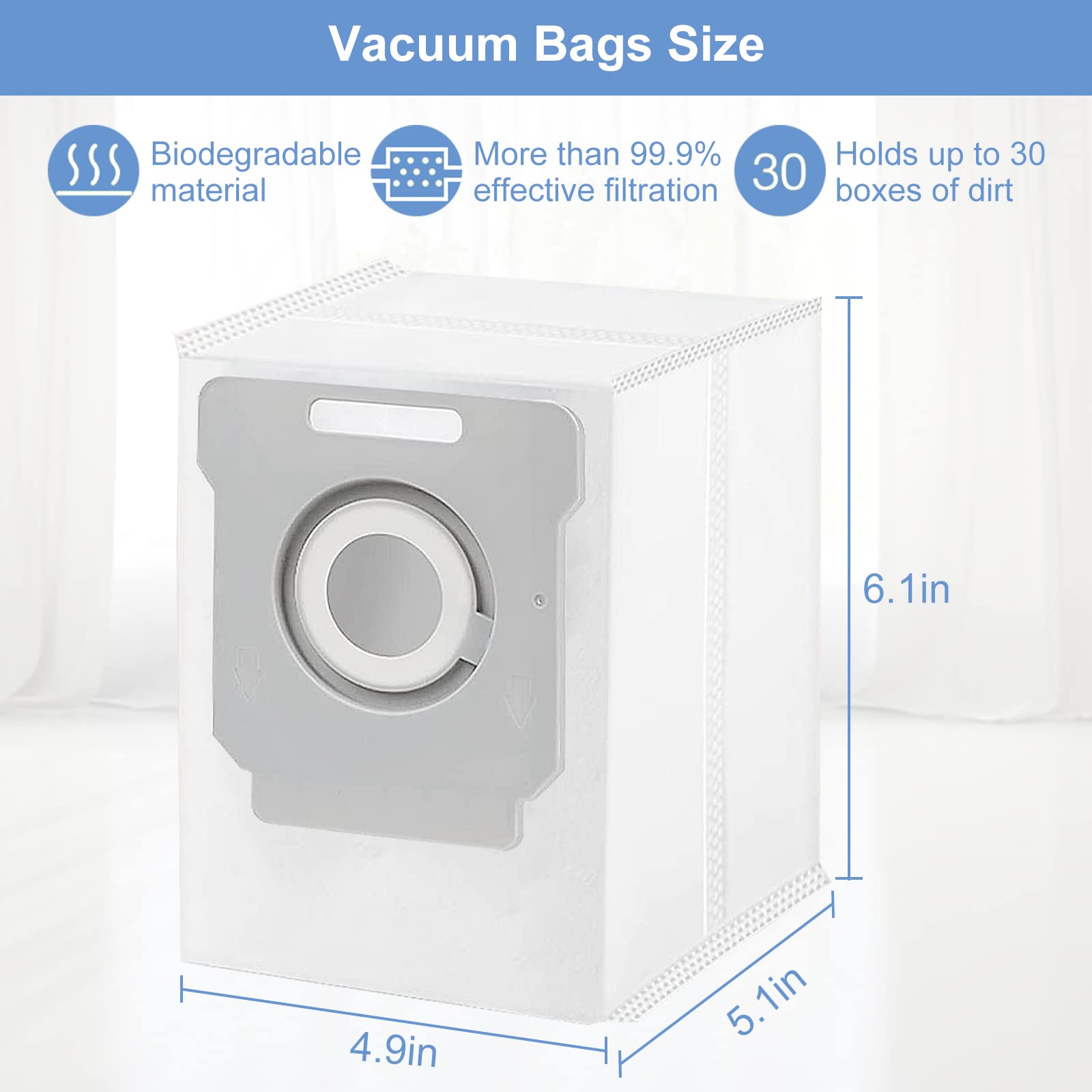 20 Pack Vacuum Bags for iRobot Roomba i & s & j Series - Replacement for i3+(3550) i4+(4552) i6+(6550) i7+ i7+ j7+(7550) i8+ j8+(8550) s9 s9+(9550) - Compatible with Automatic Dirt Disposal - Perfect for Pet Hair, Dust & Allergen Cleaning