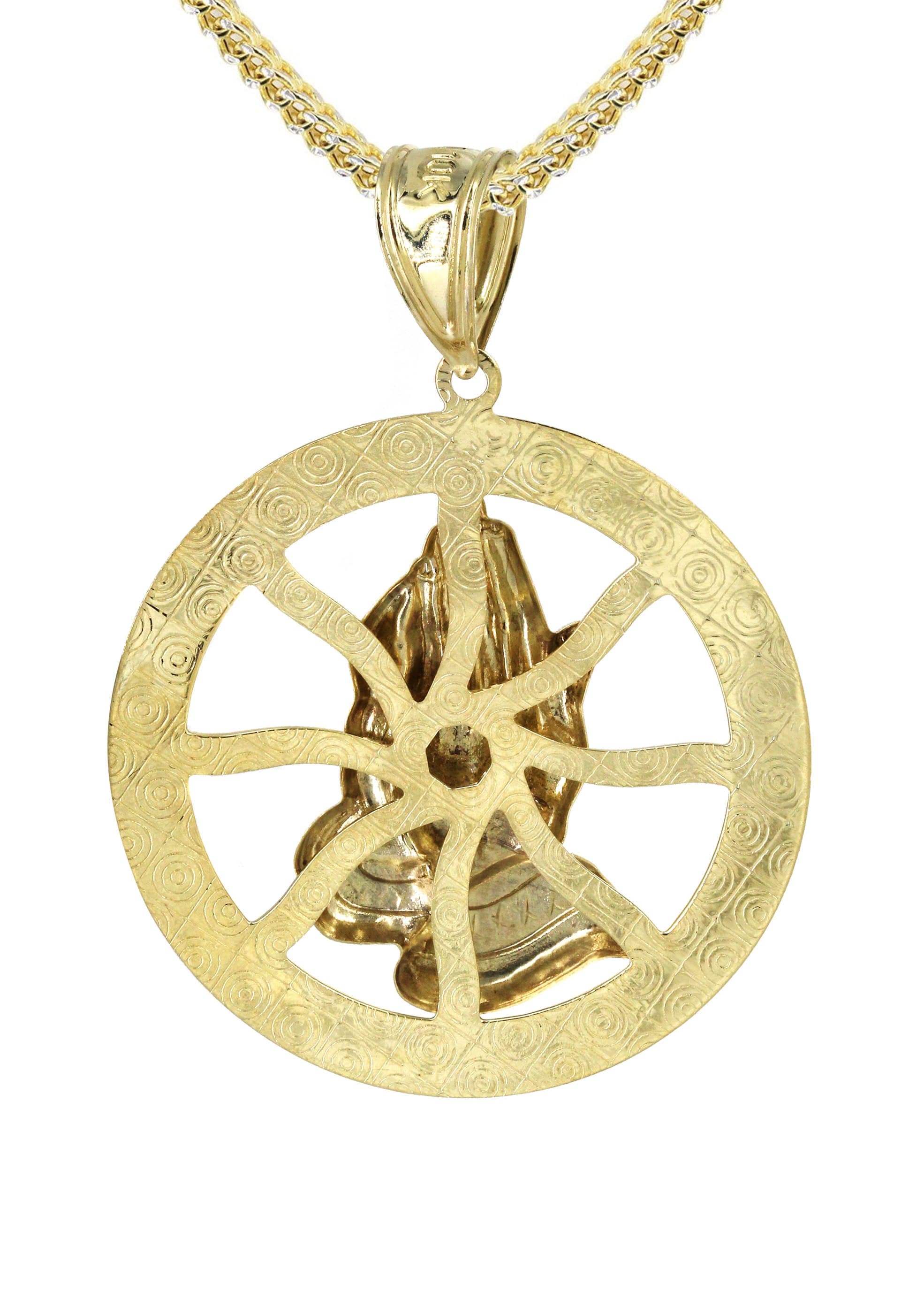 10K Yellow Gold Praying Hands Pendant Necklace for Women - 16.8 Grams Religious Jewelry - Perfect for Prayer, Church, Weddings & Spiritual Gifts