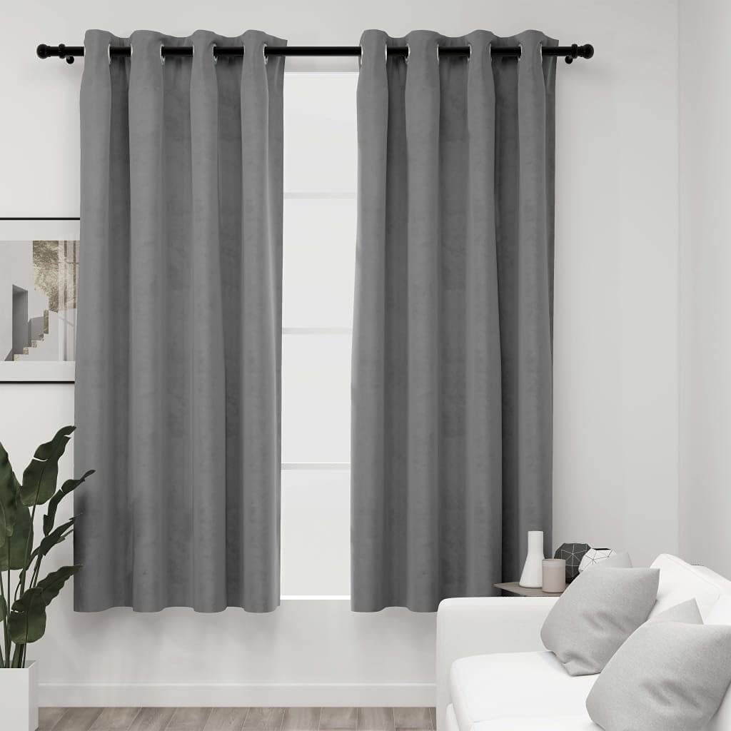 Blackout Curtains for Bedroom - 2 Panels 54x84 Inches, Thermal Insulated Velvet Drapes with Rings, Light Blocking Room Darkening Curtains for Living Room, Office, Nursery - Gray (Use for Better Sleep, Privacy & Energy Savings)
