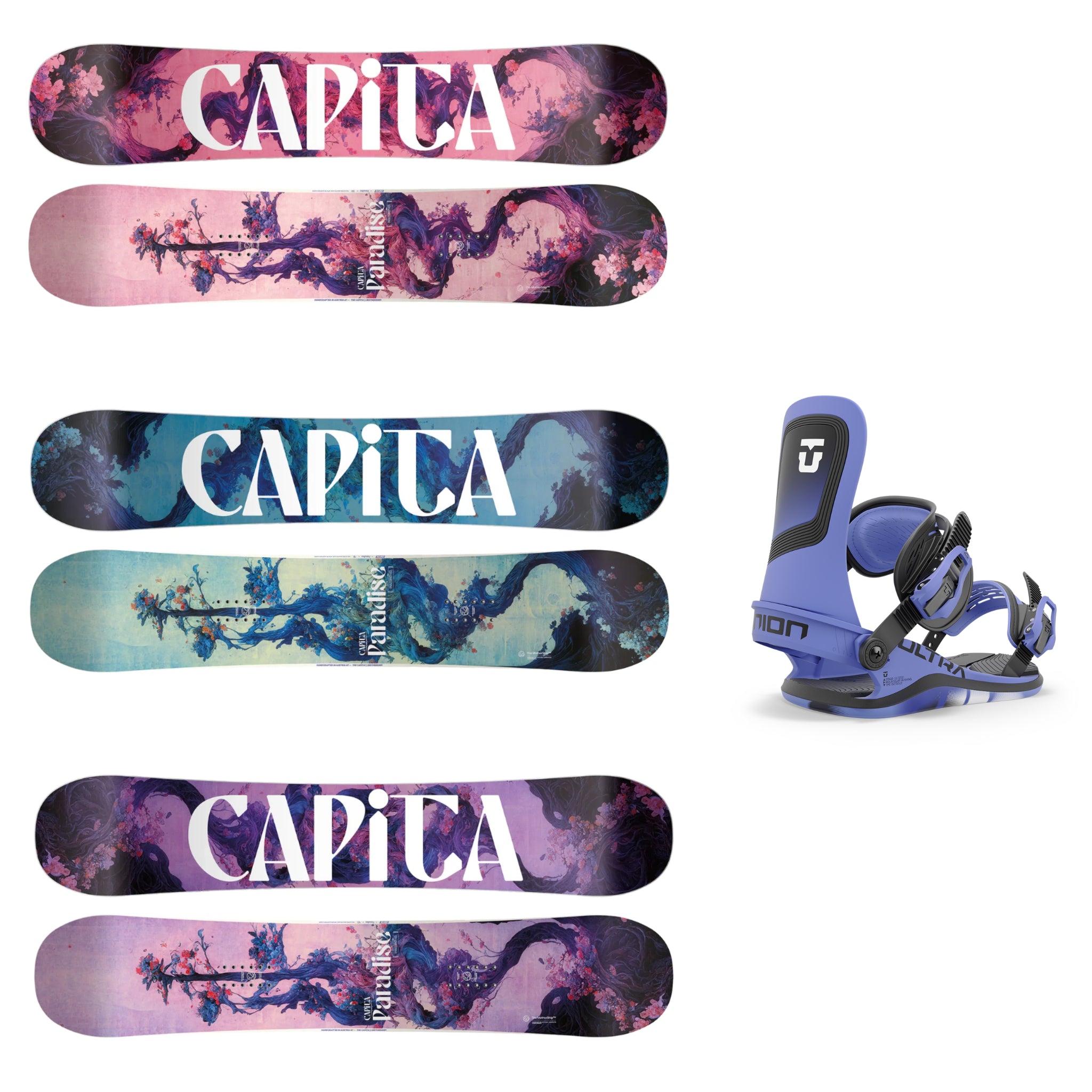 CAPiTA Women's Paradise Snowboard with Union Ultra Bindings 2025 | All-Mountain Freestyle Snowboard for Women | Perfect for Powder, Park & Backcountry Riding