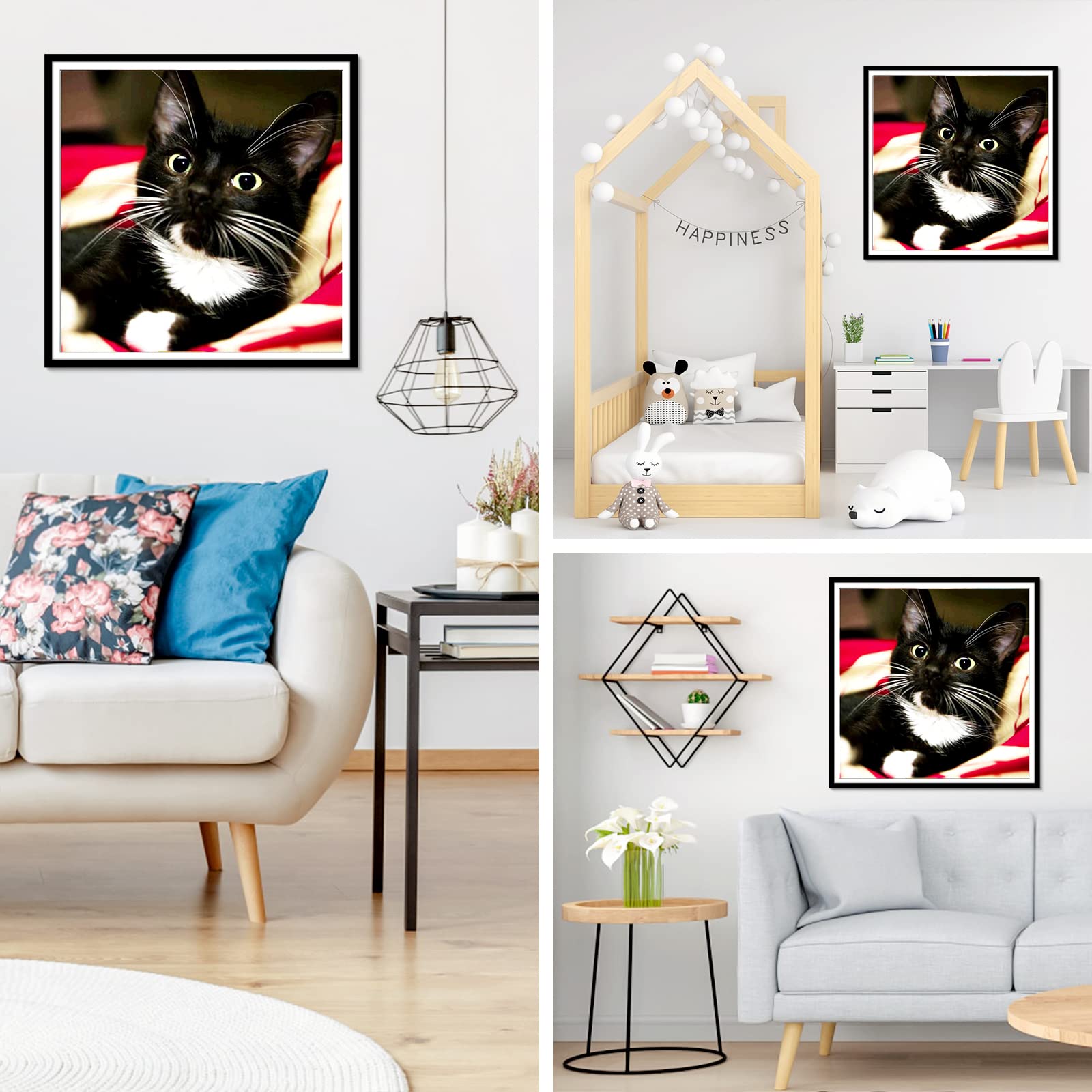 5D DIY Diamond Painting Kit by Number - Full Round Drill Gem Art for Adults, Black Cat Crystal Rhinestone Wall Decor (30x30cm) - Perfect for Home Decor, Gifts & Relaxation Therapy