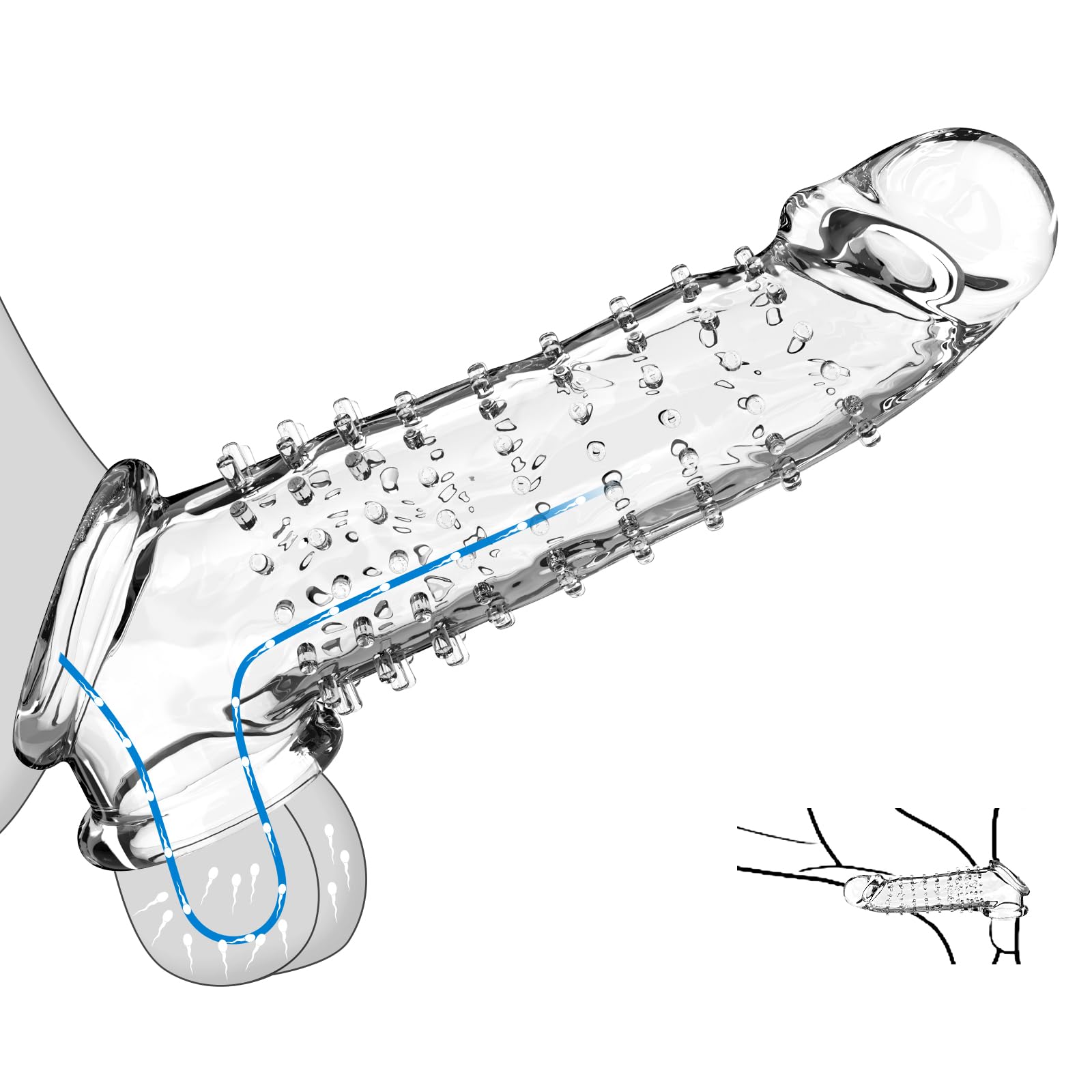 Premium Reusable Penis Sleeve & Cock Ring - Soft Textured Penis Extender with G-Spot & Testicle Stimulation - Waterproof Male Sex Toy for Couples Pleasure - Perfect for Spicing Up Intimate Moments & Enhancing Couples Play