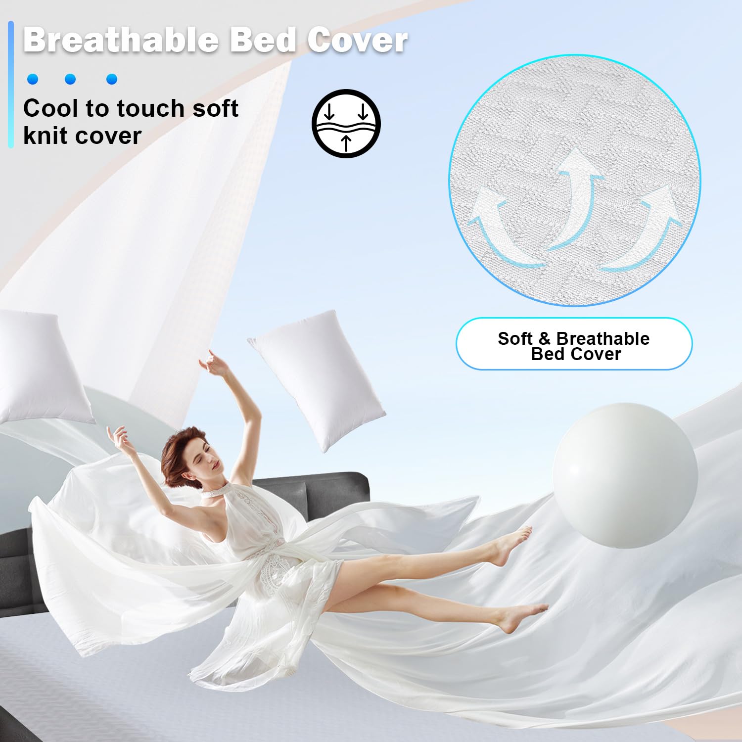FDW 5/6/8/10/12 Inch Green Tea Memory Foam Mattress with Cooling Gel - Medium Firm CertiPUR-US Certified Bed-in-a-Box for Pressure Relief & Temperature Regulation - Perfect for Hot Sleepers, Back Pain Relief & Guest Rooms (White)