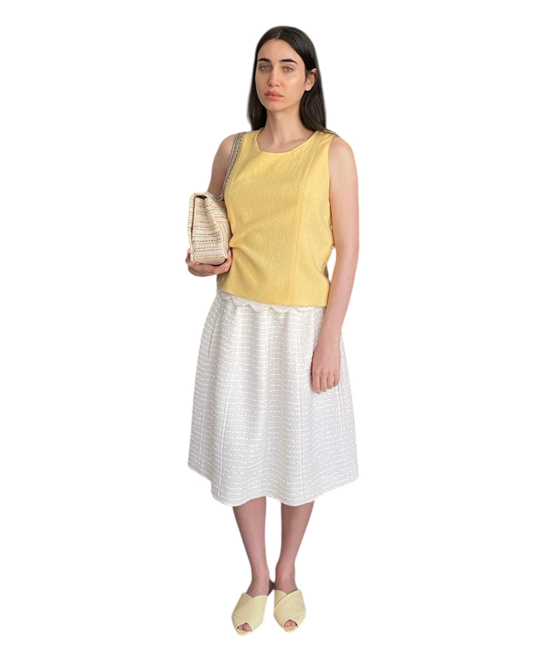 Chanel Wool Pearl Button Tank Top - Women's Luxury Knitwear for Fall & Winter | Perfect for Office, Parties & Casual Outfits
