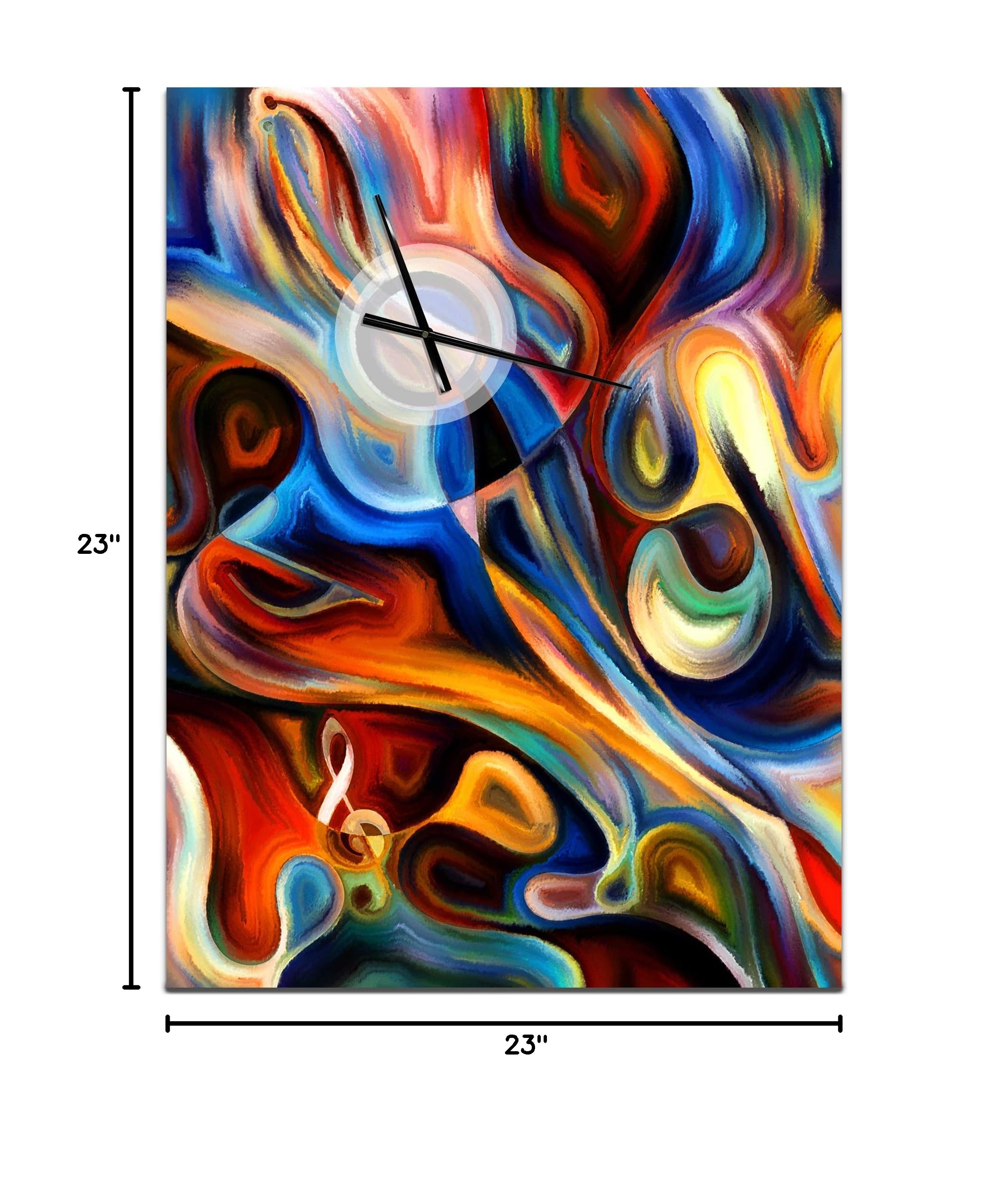 DesignQ Abstract Music & Rhythm Modern Wall Clock - Stylish Home, Bedroom, Bathroom, Office & Living Room Decor | Perfect for Contemporary Spaces & Music Lovers