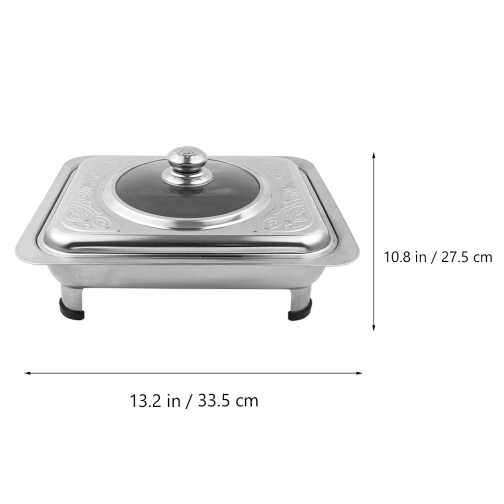 Premium Stainless Steel Rectangular Food Tray - Hemoton 1-Piece Dinner Plate, Fruit & Snack Serving Dish for Kitchen, Dining, Buffet, Party & Catering