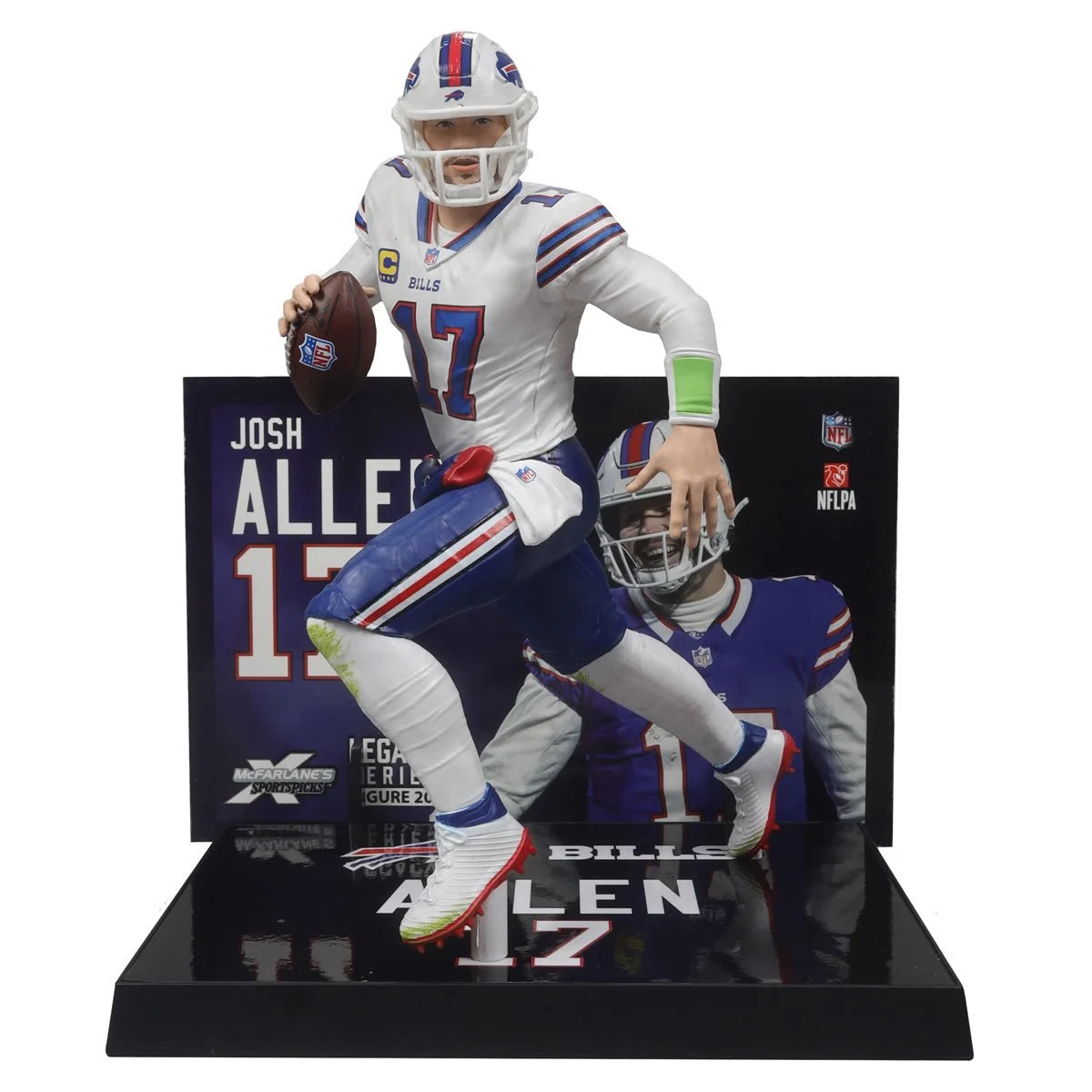 Josh Allen Buffalo Bills NFL Platinum Chase White Jersey Posed Figure - 2024 SportsPicks Collectible for Fans, Game Room Decor & Football Memorabilia