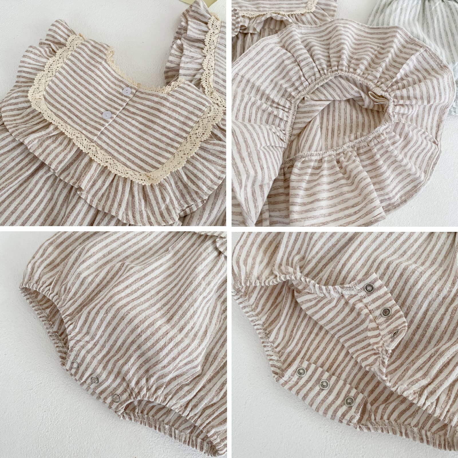 Ashmyova Toddler Girls Linen Summer Casual Dress - Vintage Ruffled Striped Romper for Baby & Kids | Perfect for Beach, Playdates & Family Outings