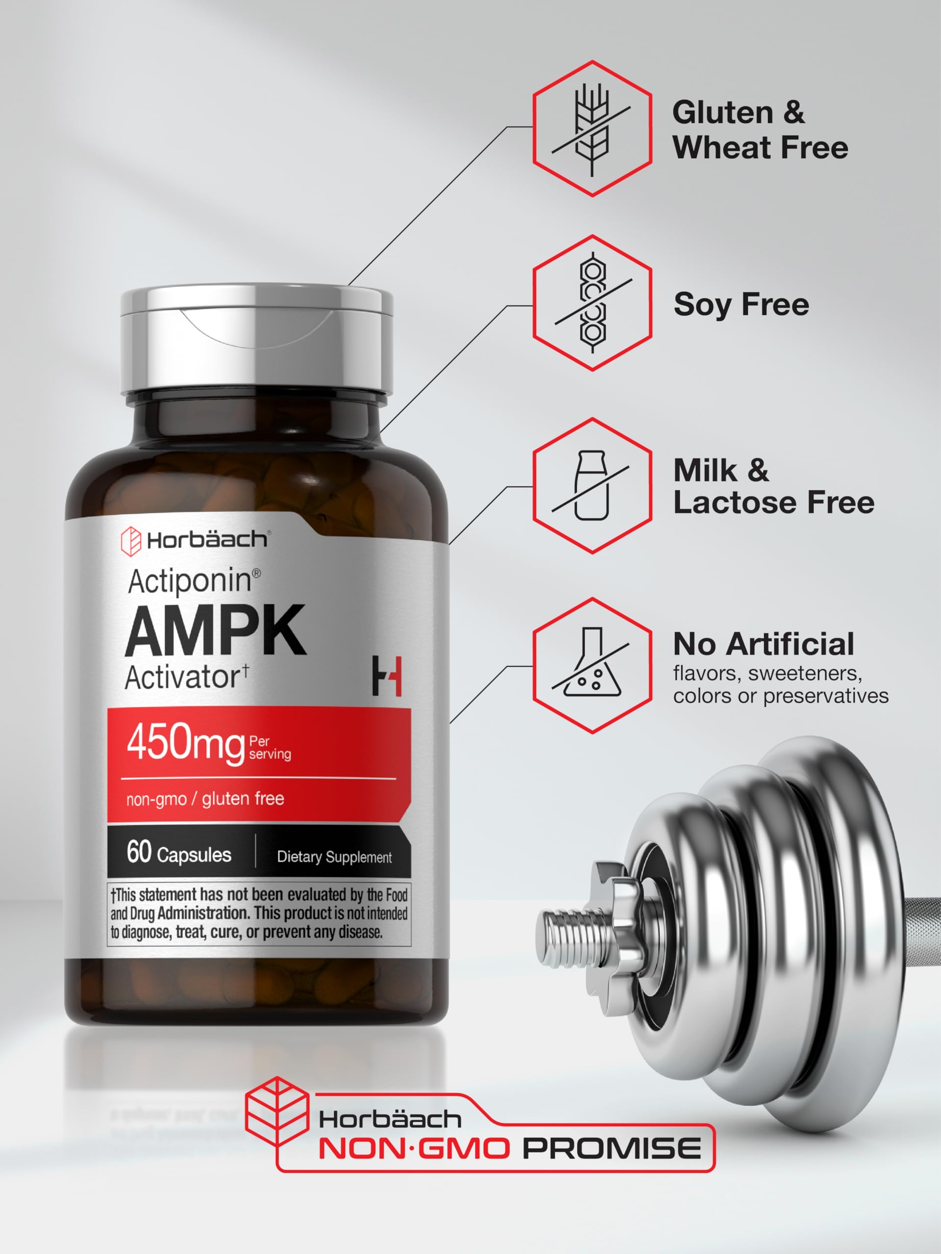 Horbäach AMPK Metabolic Activator 450mg - 60 Capsules | Non-GMO, Gluten Free Supplement | Supports Energy & Metabolism | Perfect for Weight Management & Active Lifestyle