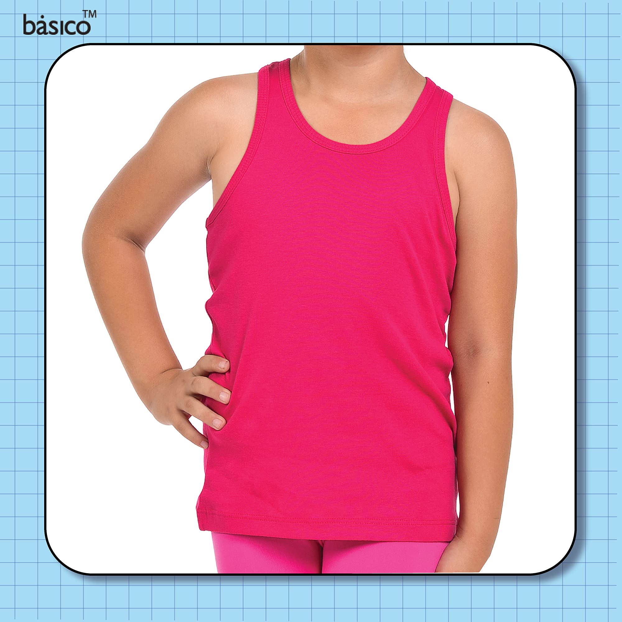 Girls Racerback Tank Top Tunic - Soft Stretchy Summer Casual Wear for Kids & Toddlers - Perfect for Playdates, Beach Outings and Everyday Comfort