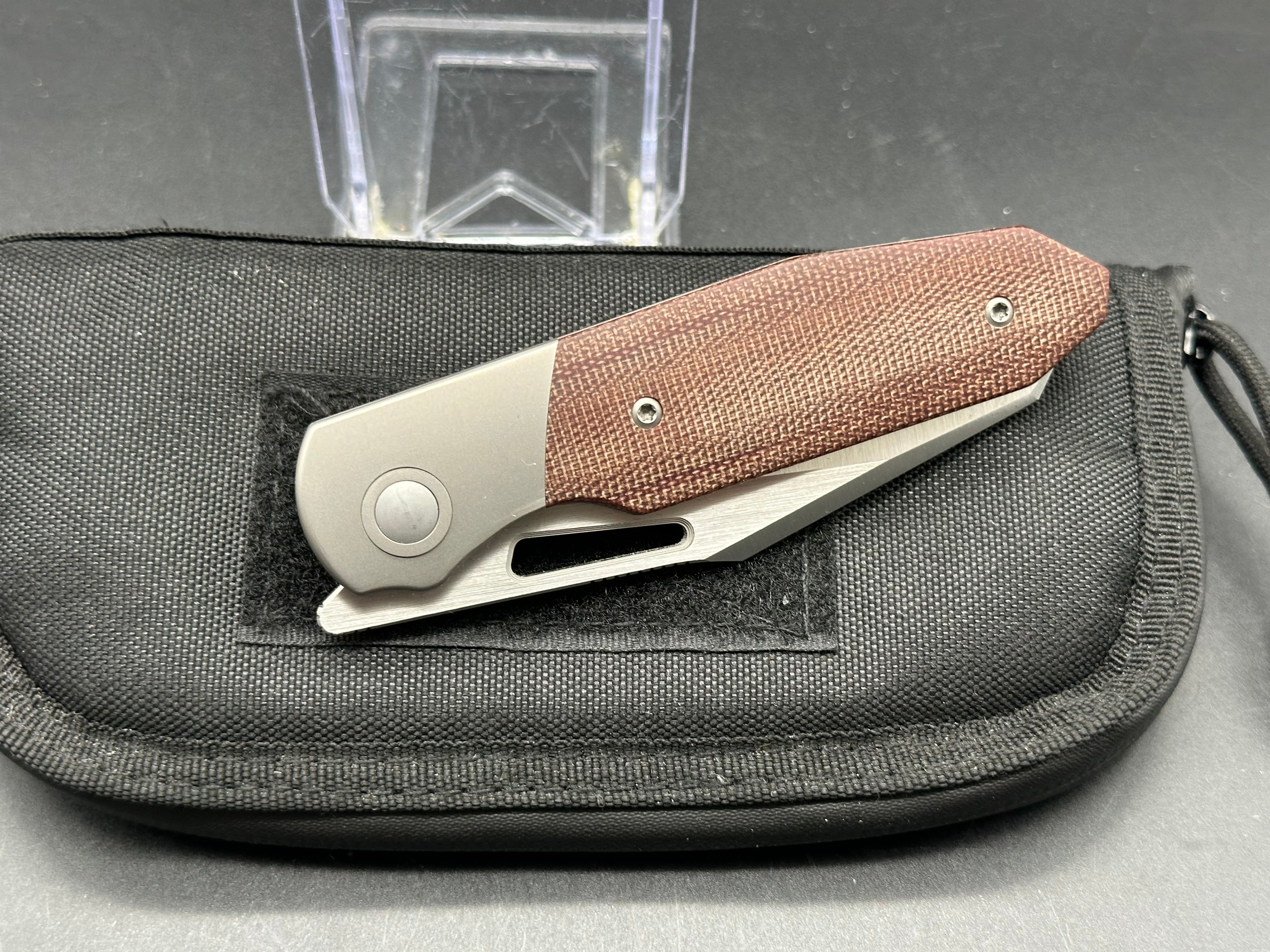 Renegade Provisions G.O.M. Frame Lock Knife - Titanium & Brown Micarta Handle - EDC Pocket Knife for Outdoor, Camping, and Everyday Carry