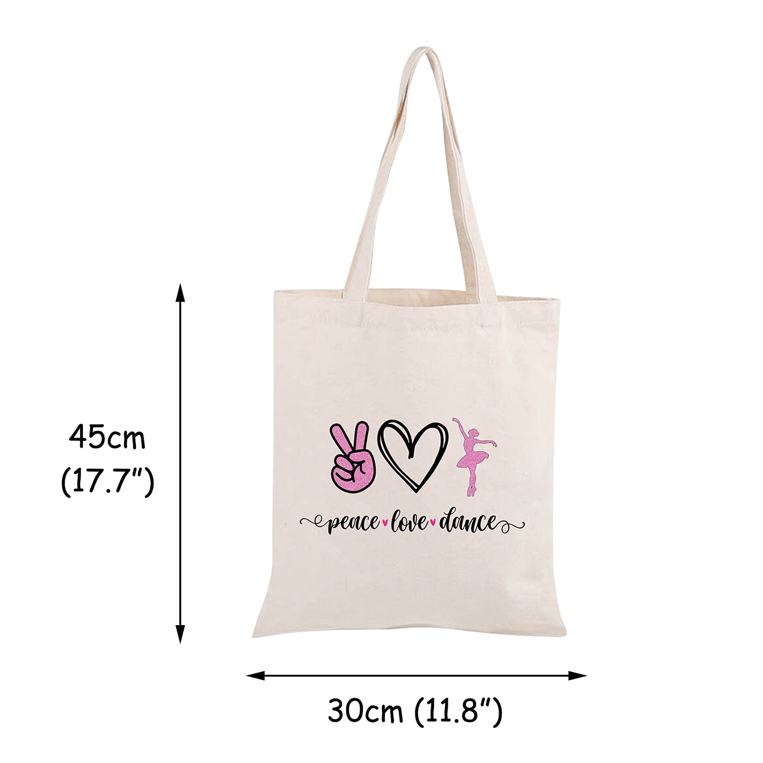 JXGZSO Ballet Dance Tote Bag - Peace Love Dance Shoulder Bag Organizer for Dancers, Teachers & Coaches - Perfect for Dance Classes, Rehearsals & Gifts