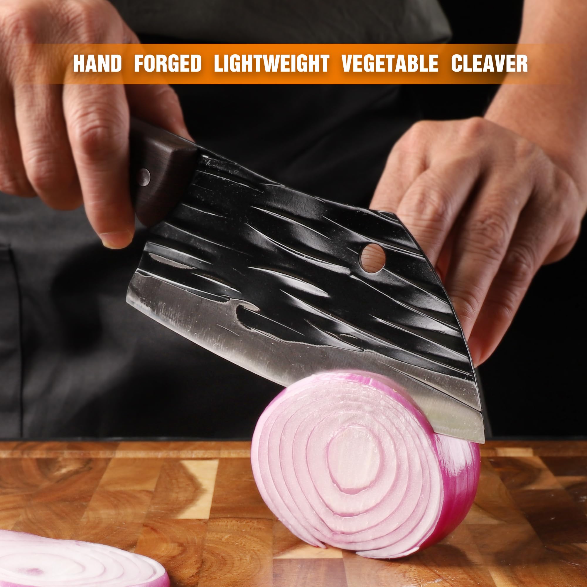 TJ POP 6-Inch Small Vegetable Cleaver Knife - Ultra Sharp Lightweight Meat Cleaver for Women - Full Tang Chopping Knife with 30Cr13 Steel Blade (2mm Thickness) - Fish Shape Series HP01002 - Perfect for Home Kitchen, Slicing Vegetables, Chopping Meat & Fish Preparation