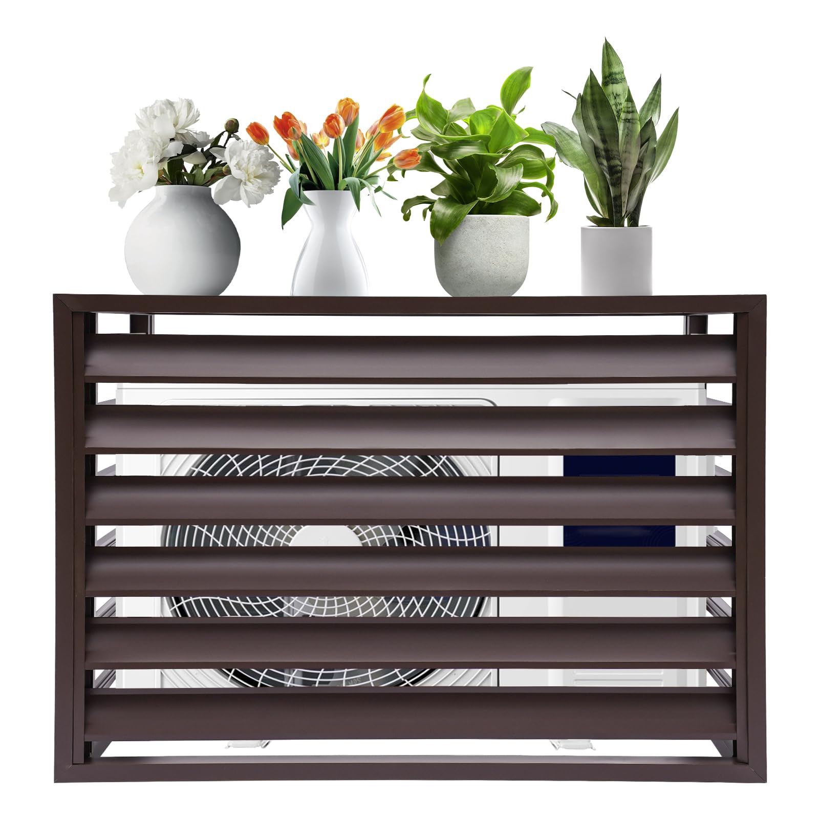 Outdoor AC Unit Privacy Fence Cover - 40x20x28in Coffee Color Air Conditioner Screen for Backyard, Patio & Home Exterior Protection