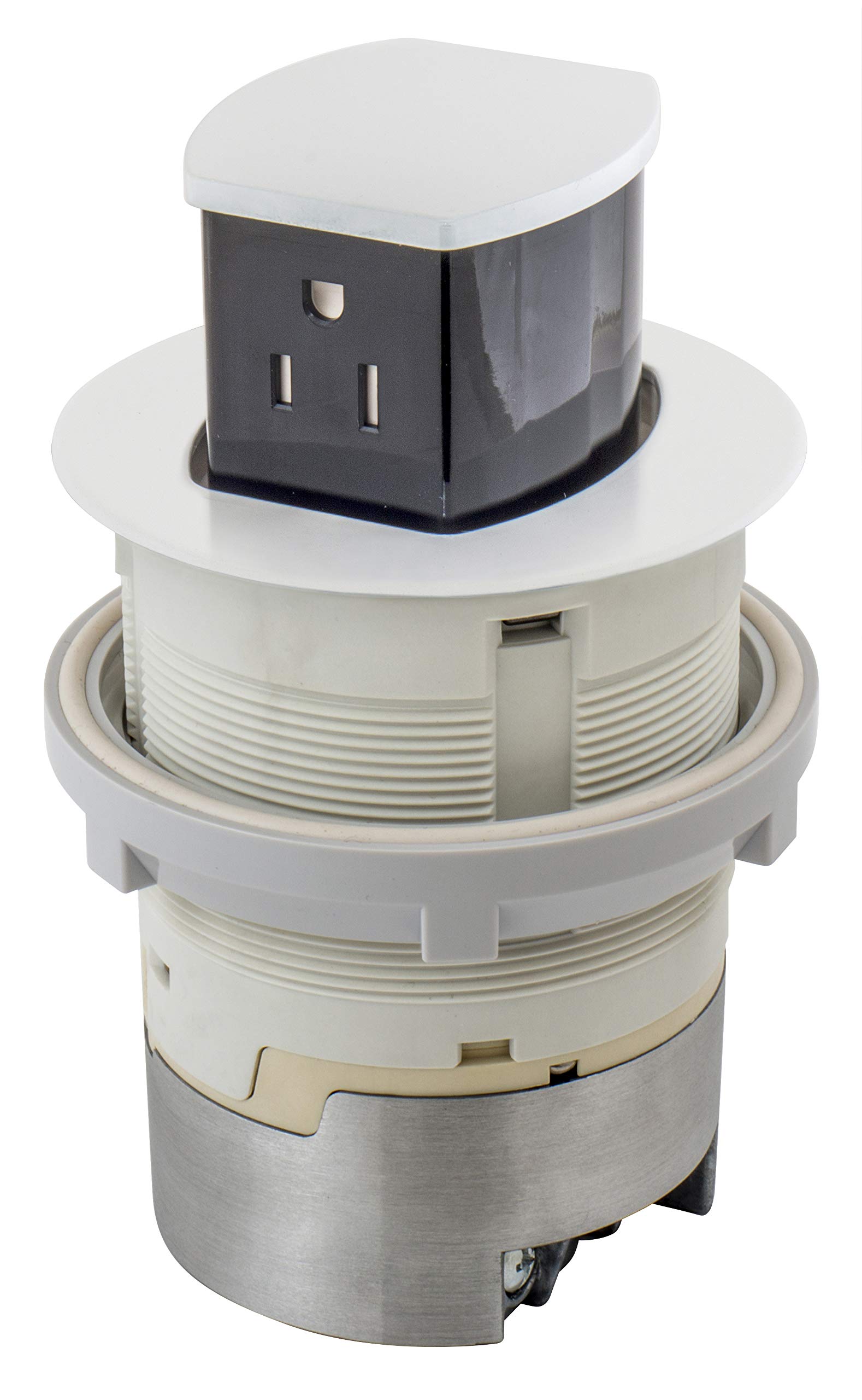 Bryant Electric RCT201W 15A 125V Tamper Resistant Pop-Up Countertop Receptacle - White Powder Coated Flush Mount Outlet for Kitchen, Bathroom & Office - 15 Amp Electrical Outlet for Safe & Convenient Power Access