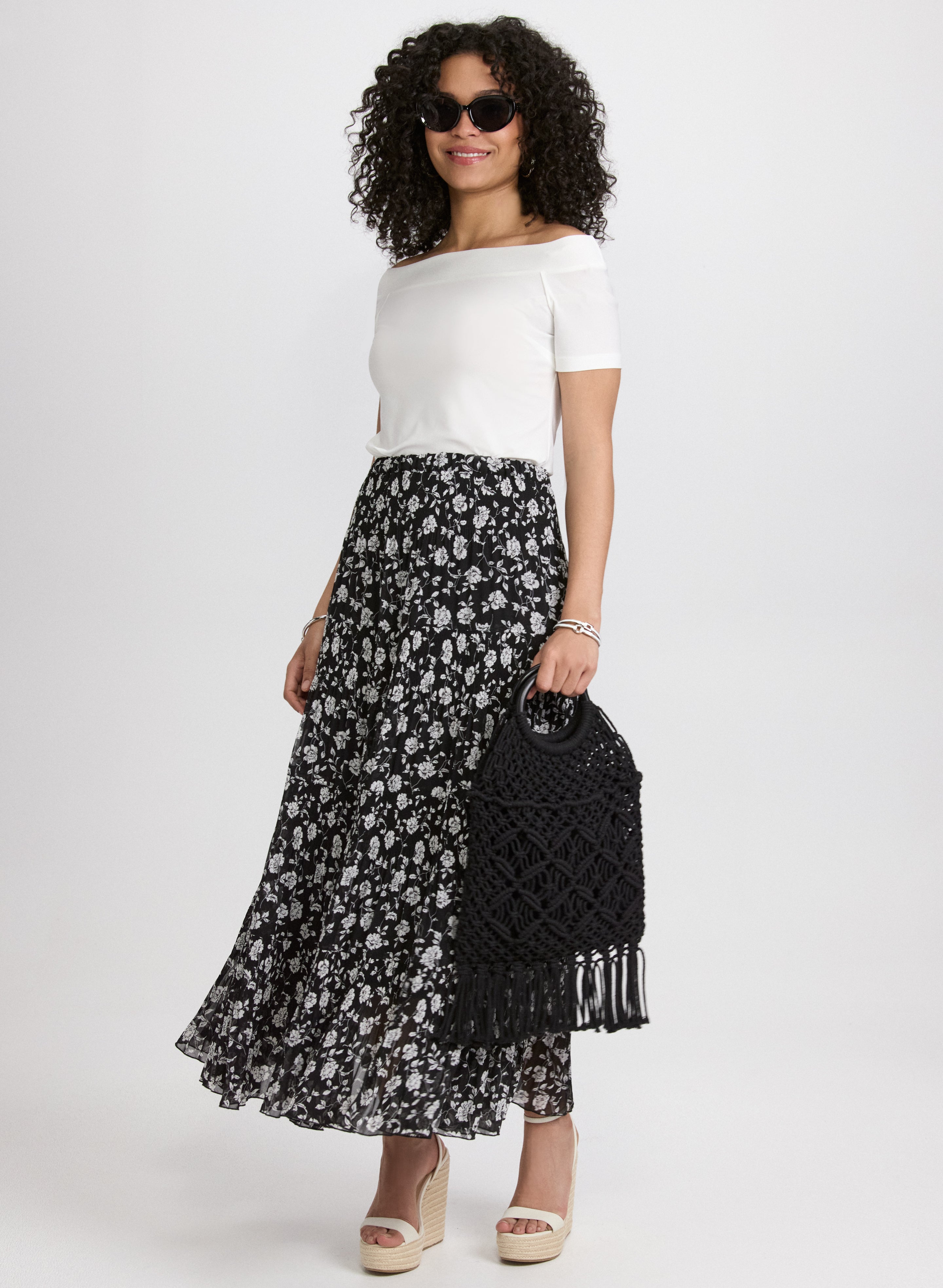 Floral Maxi Skirt for Women - Boho Summer Beach Dress with Pockets | Perfect for Vacations, Weddings & Outdoor Parties
