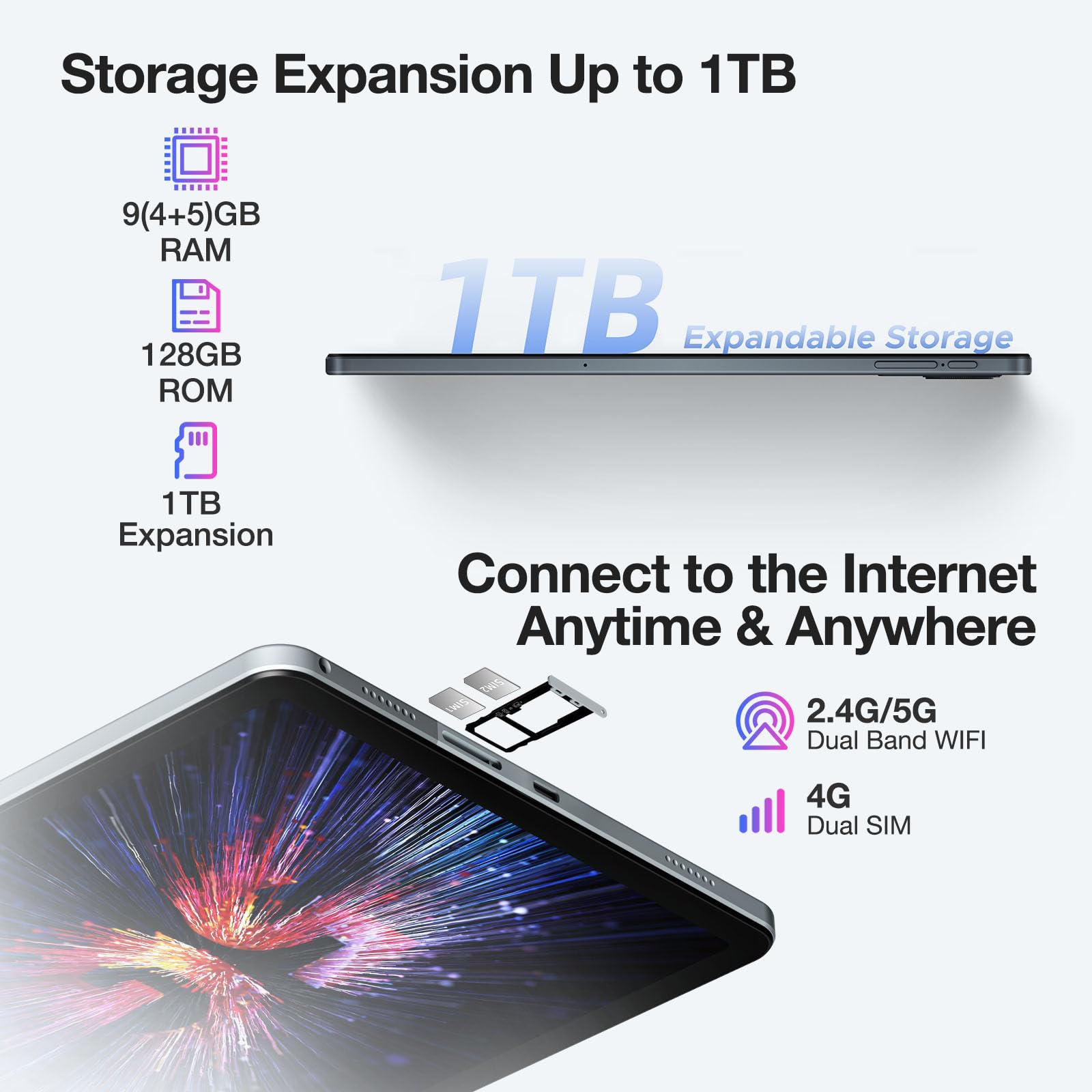DOOGEE T30SE 2024 11-inch Android Tablet - 9GB RAM 128GB/1TB Expandable Storage, Octa-Core Processor, 2.4K Display, 8580mAh Battery, 4G LTE, Bluetooth 5.0, Dual-Band WiFi - Includes Stylus Pen, Keyboard, Mouse & Protective Case - Perfect for Work, Study, and Entertainment