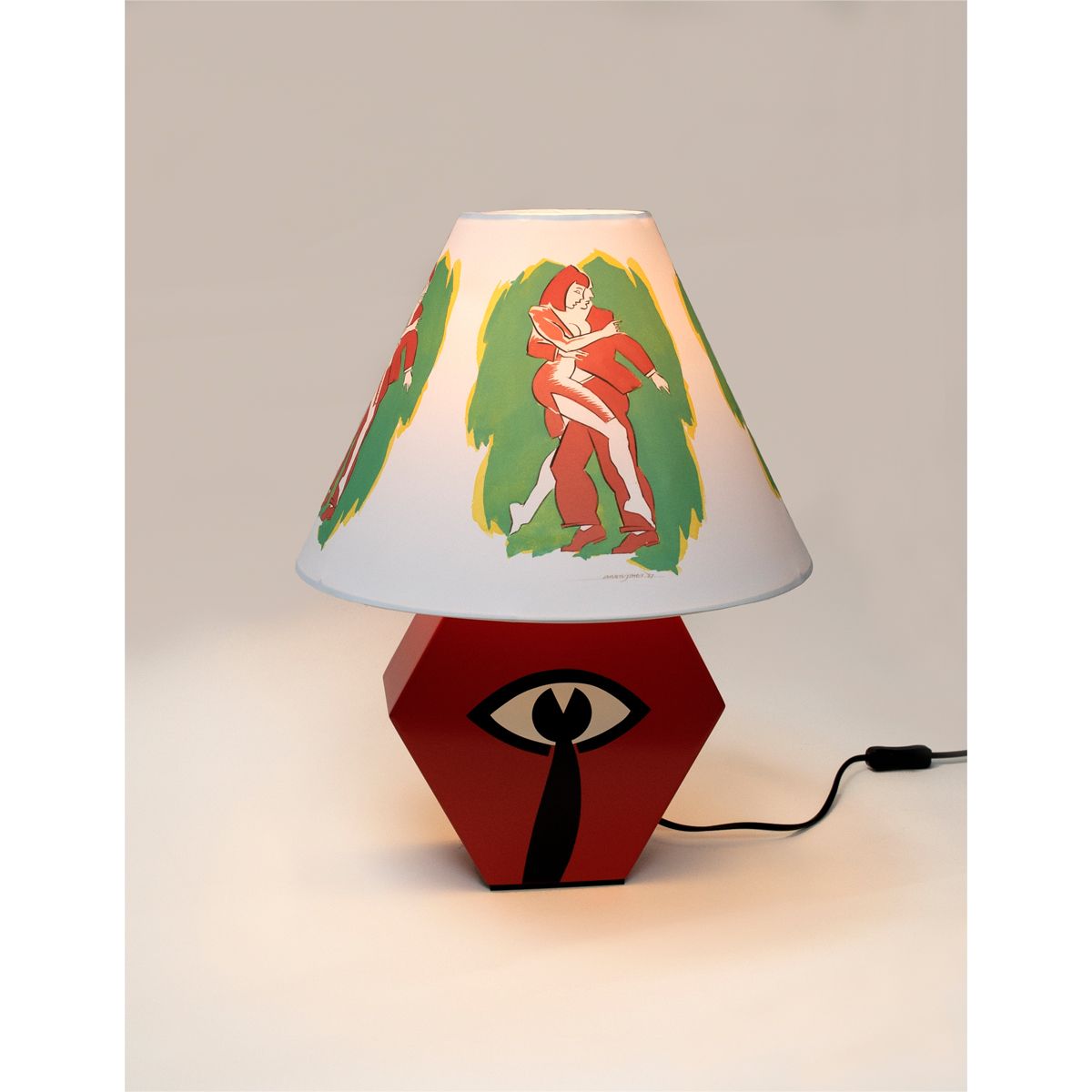 Allen Jones Red Lamp - Modern Art Table Lamp for Living Room, Bedroom & Office Decor - Stylish Lighting for Home & Workspace