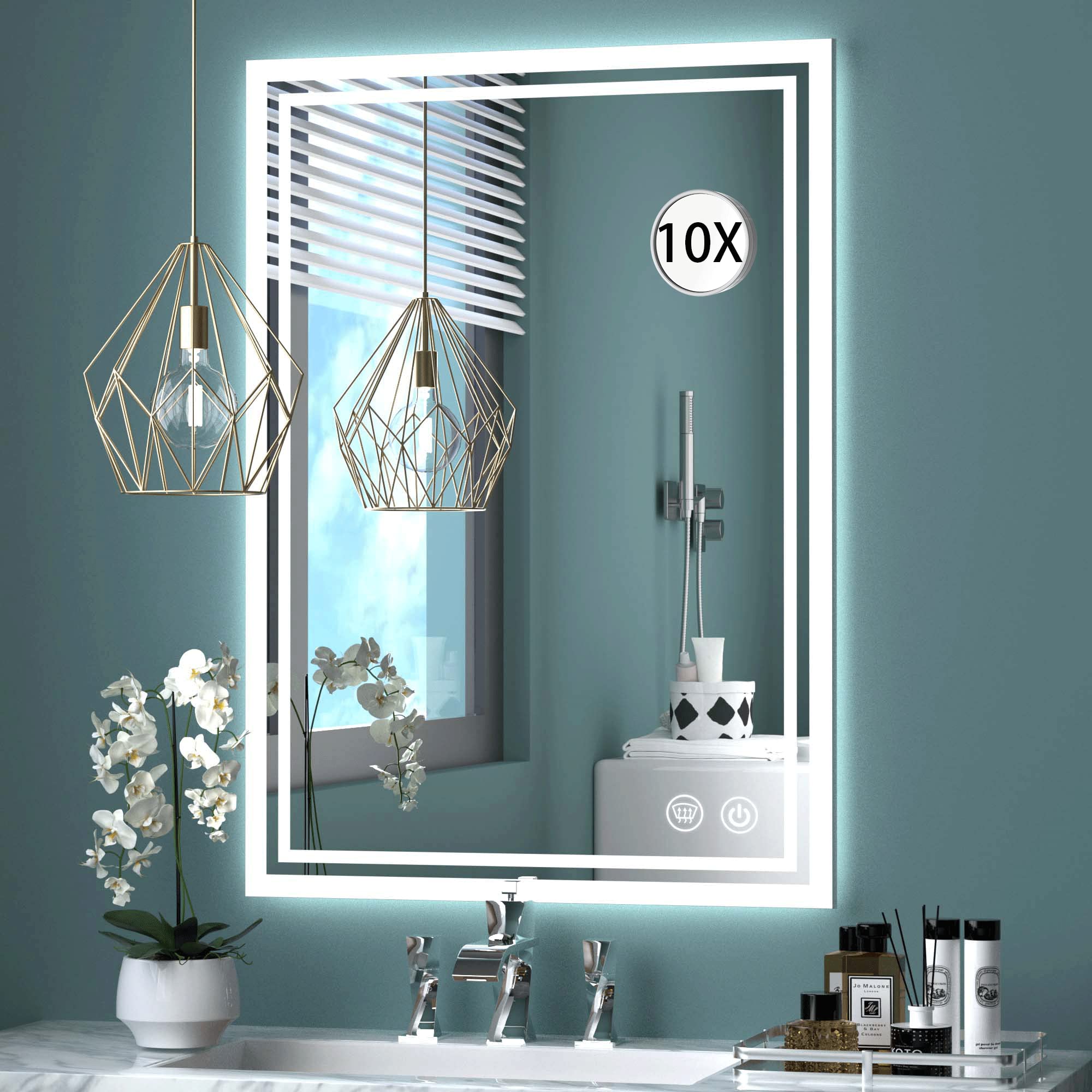 PrimePlus 20x28 Inch LED Backlit Bathroom Mirror - Anti-Fog, Dimmable Brightness, Touch Control for Makeup & Vanity - Wall Mounted Smart Mirror (Horizontal/Vertical Installation) - Perfect for Modern Bathrooms, Dressing Rooms & Luxury Home Decor