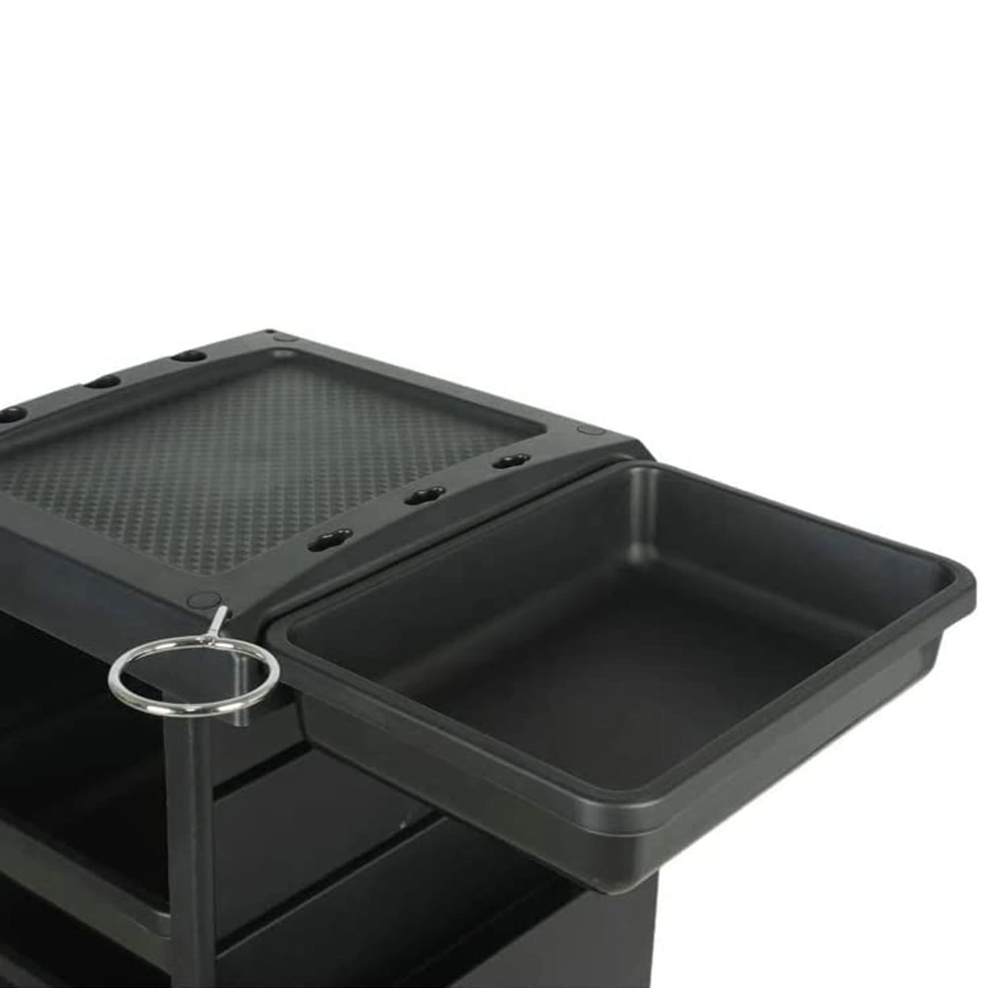 PureSana Professional Salon Trolley with 4 Drawers - Rolling Beauty Cart for Hair Styling, Nail Polish & Cosmetology Supplies - Chromium® 100A Black - Perfect for Salon Stations, Home Beauty Rooms & Mobile Stylists