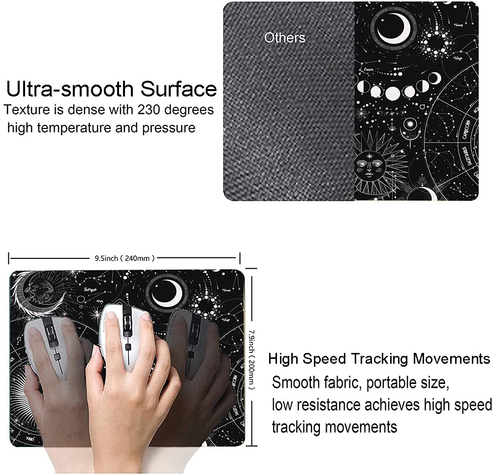 Custom Moon & Sun Design Non-Slip Rubber Base Mouse Pad - 9.5