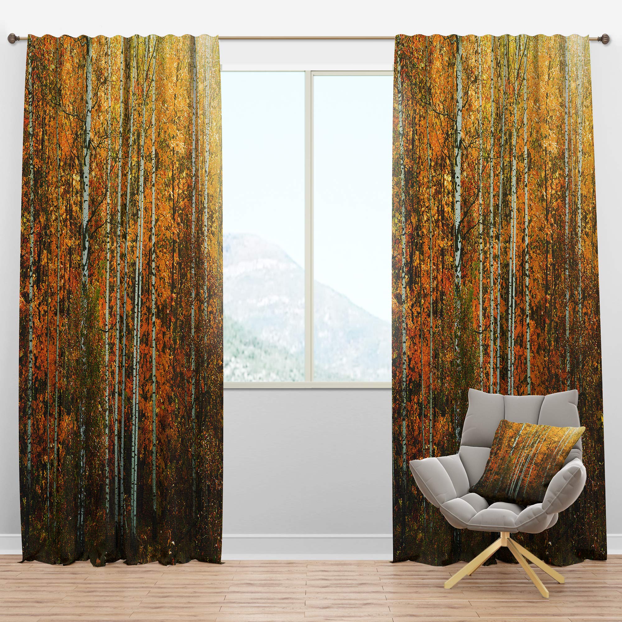 Blackout Curtains 'Yellow Autumn Forest' - Thermal Insulated Single Panel (52x84) for Bedroom & Living Room - Noise Reducing & Energy Saving Window Drapes for Home Decor, Nursery, and Office Spaces