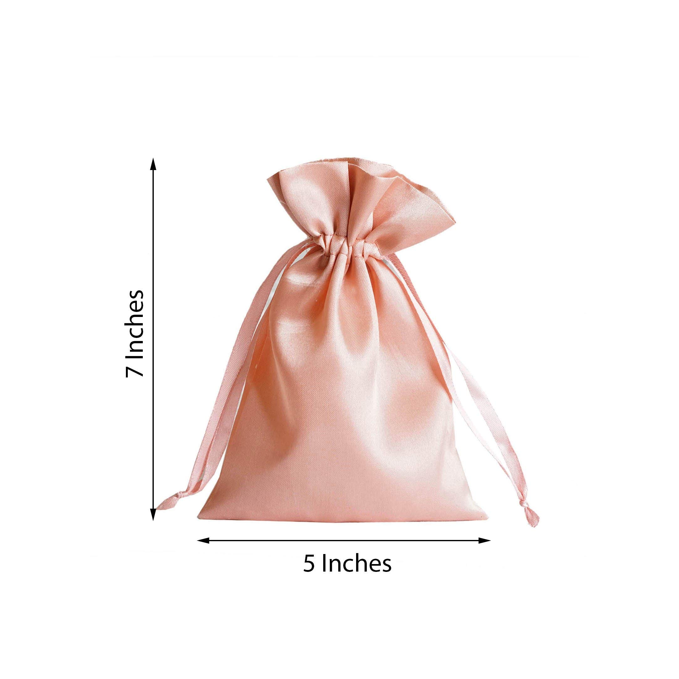 60 Pcs 5x7 Inch Dusty Rose Satin Drawstring Bags - Wedding Favors, Party Gifts, Jewelry Pouches, Candy Bags for Bridal Showers, Baby Showers & Birthday Celebrations