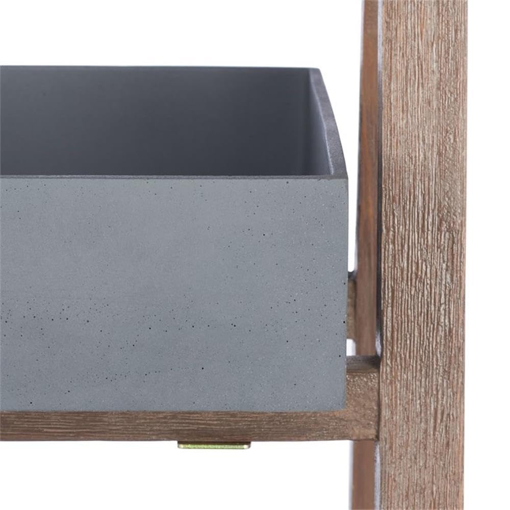 SAFAVIEH Outdoor Collection Nerri Dark Walnut/Grey 2-Tier Shelf - Stylish Patio Storage Solution for Garden, Balcony & Backyard Decor