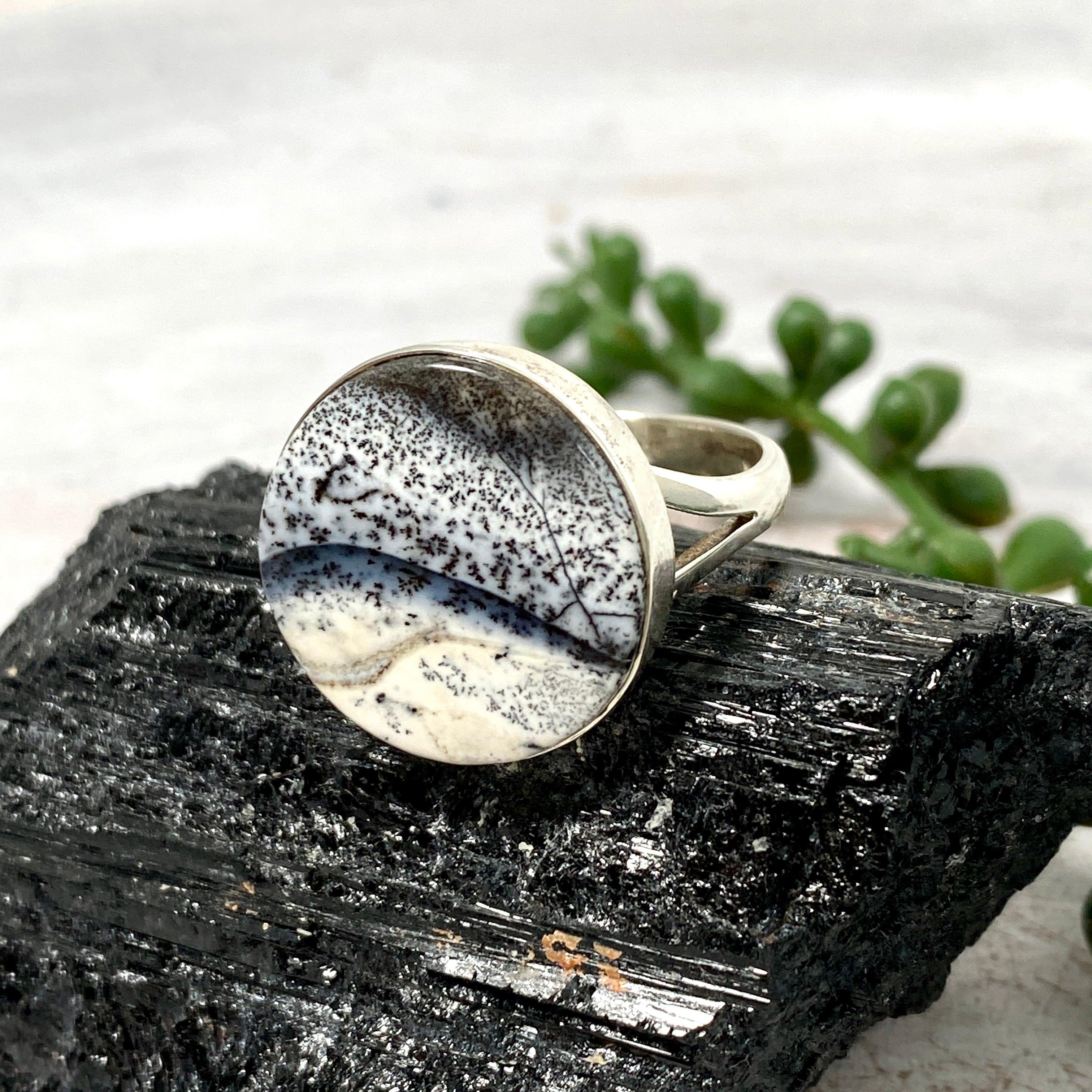 Dendritic Opal Round Ring Size 11 - KRGJ2296 | Elegant Handmade Jewelry for Women, Perfect for Weddings, Parties & Special Occasions