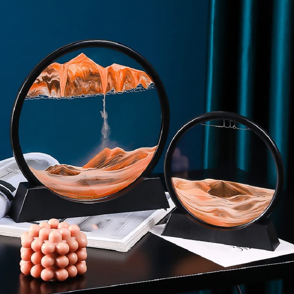 3D Moving Sand Art Picture - Deep Sea Flowing Sand Painting - Glass Sandscape Motion Hourglass Display Frame - 12 Inch Purple - Home & Office Wall Decor - Perfect for Relaxation, Meditation & Stress Relief