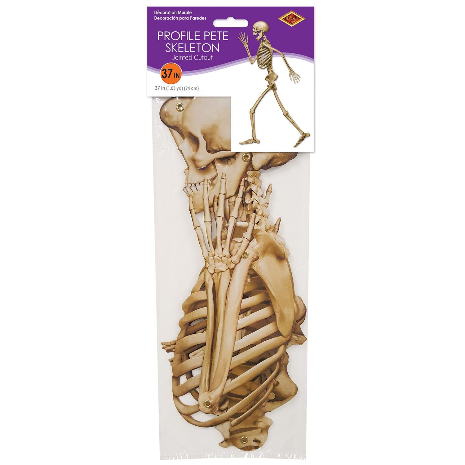 12 Pack Beistle Halloween Profile Pete Jointed Skeleton Decorations - Life-Size Posable Skeleton for Spooky Party, Haunted House, and Outdoor Yard Decor