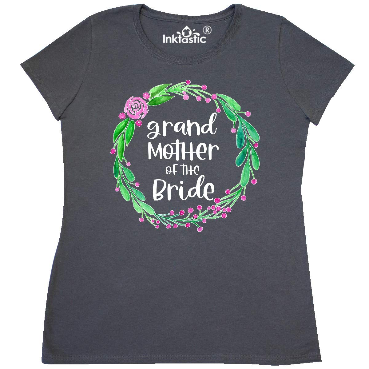 Inktastic Grandmother of The Bride Rose Wreath Women's T-Shirt - Comfortable Cotton Tee for Wedding Events, Family Gatherings & Special Occasions