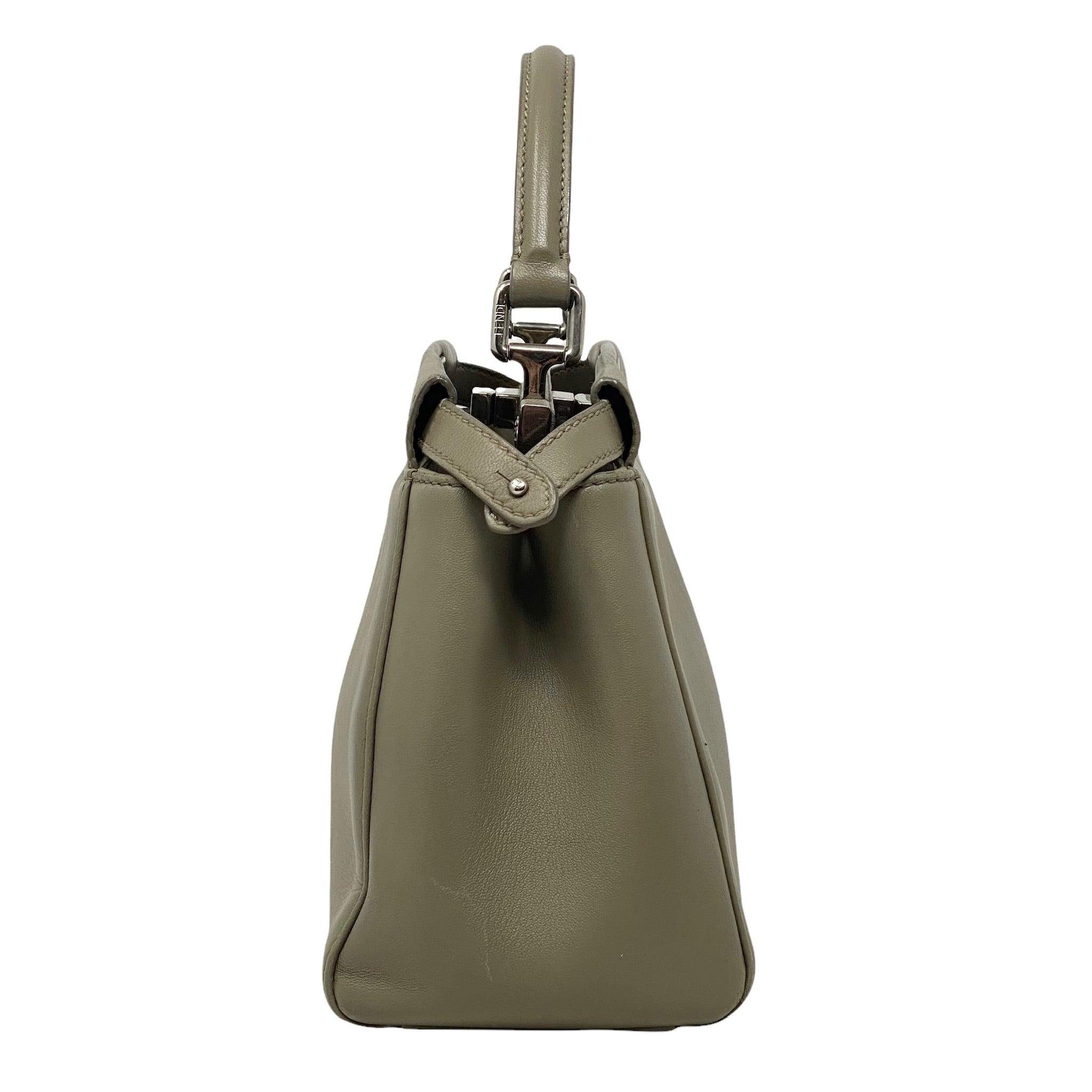 Fendi Grey Mini Peekaboo Leather Crossbody Bag for Women - Luxury Designer Handbag for Work, Travel & Evening Events