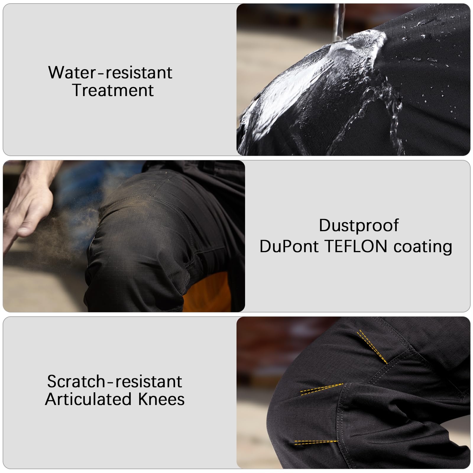 FREE SOLDIER Men's Tactical Cargo Pants - Water Resistant Ripstop Work Pants for Outdoor Hiking, Camping & Military Use - Lightweight Durable Men's Pants