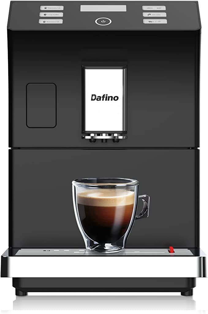 Fully Automatic Espresso Machine with Milk Frother - Home Barista Coffee Maker, Built-in Grinder, Stainless Steel Black - Perfect for Kitchen, Office & Coffee Shop Use