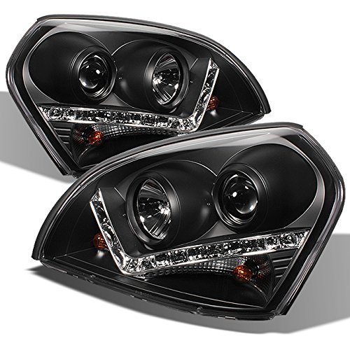 AKKON LED Projector Headlights for Hyundai Tucson - Black Bezel with Dual Halo DRL Daylight Running Lights (Left + Right Pair) | Enhanced Night Visibility & Modern Style | Ideal for Night Driving, Off-Roading, Car Shows & Vehicle Customization | Upgrade Your Tucson's Look & Safety